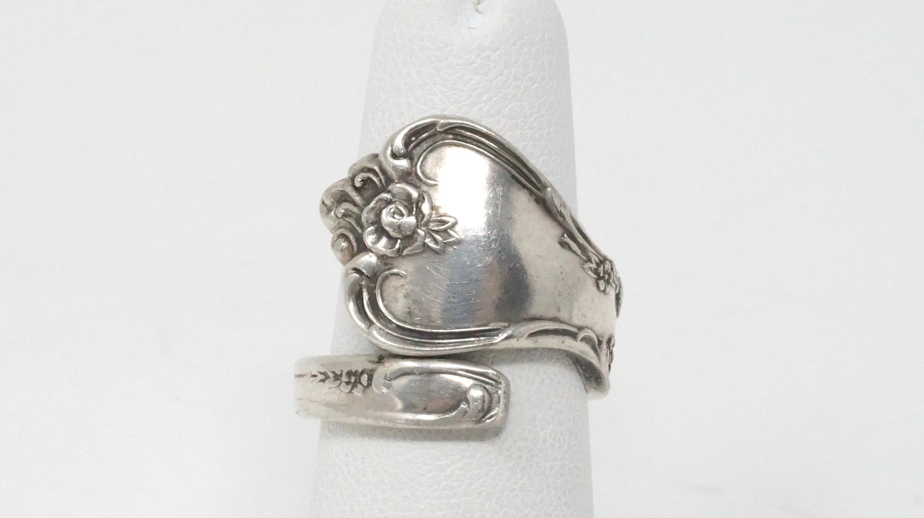 Vintage Reed & Barton Floral Art Nouveau Sterling Silver Spoon Ring Size 5