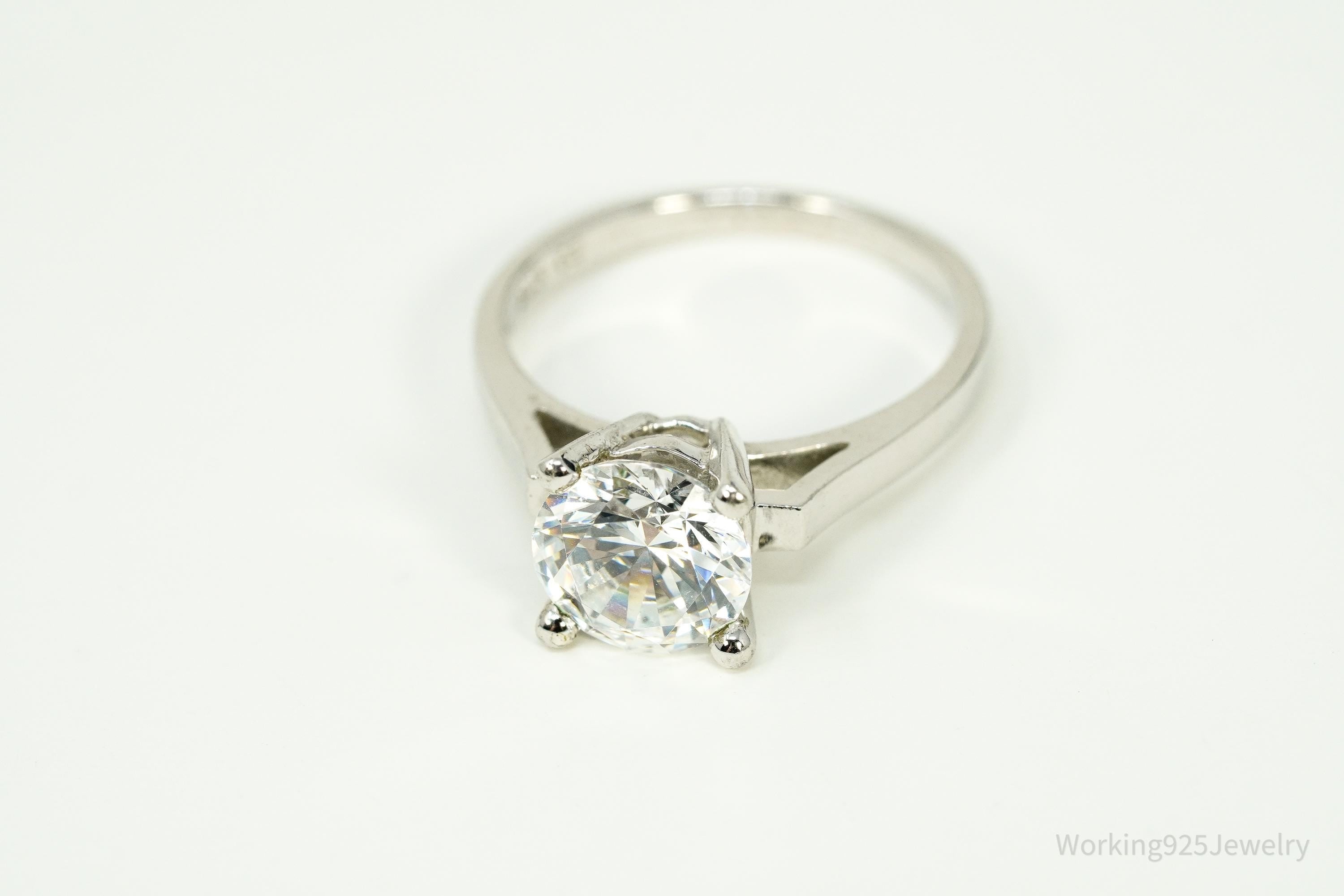 Vintage Cubic Zirconia Sterling Silver Ring - Size 6