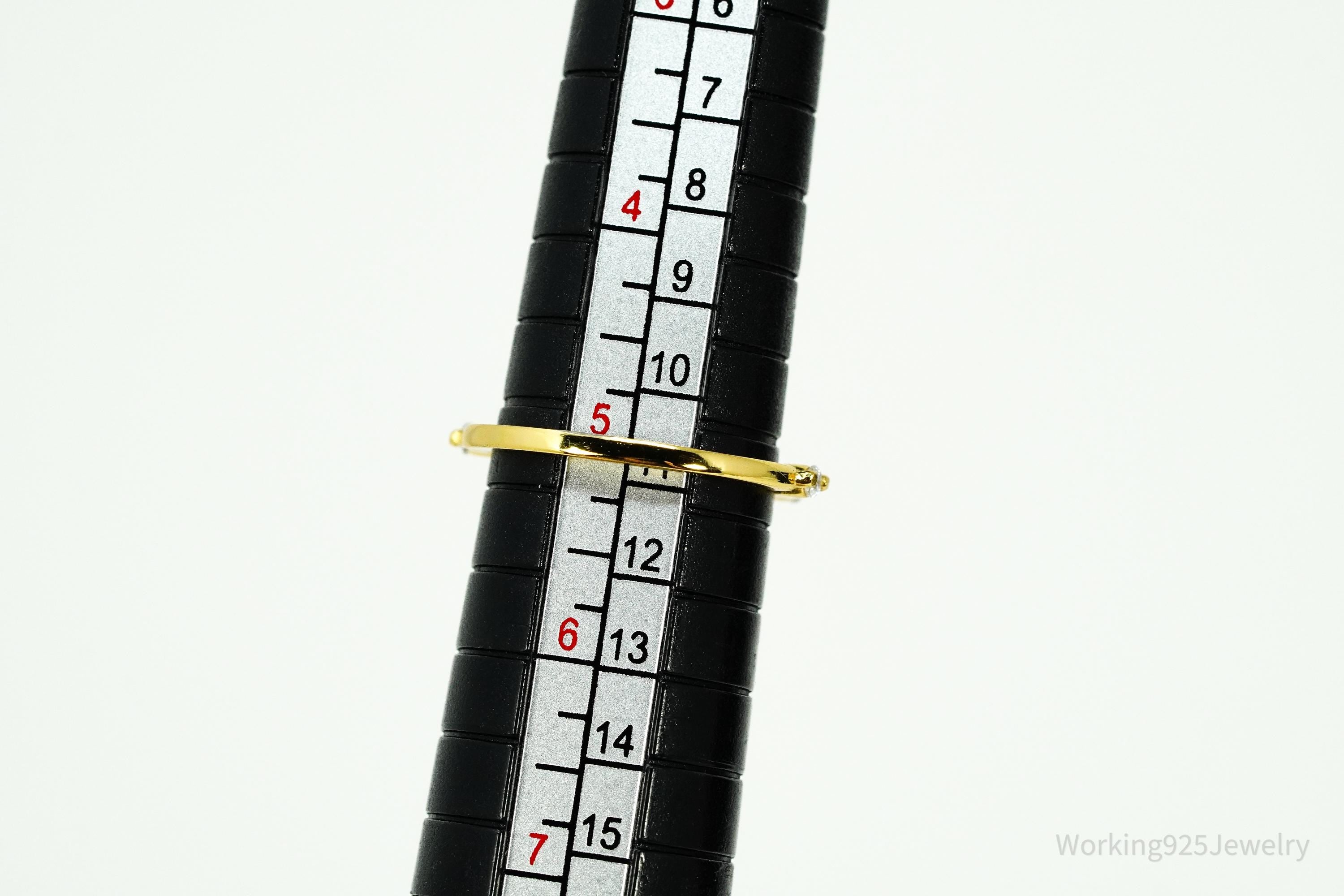 Vintage Cubic Zirconia Gold Vermeil Sterling Silver Ring - Size 5