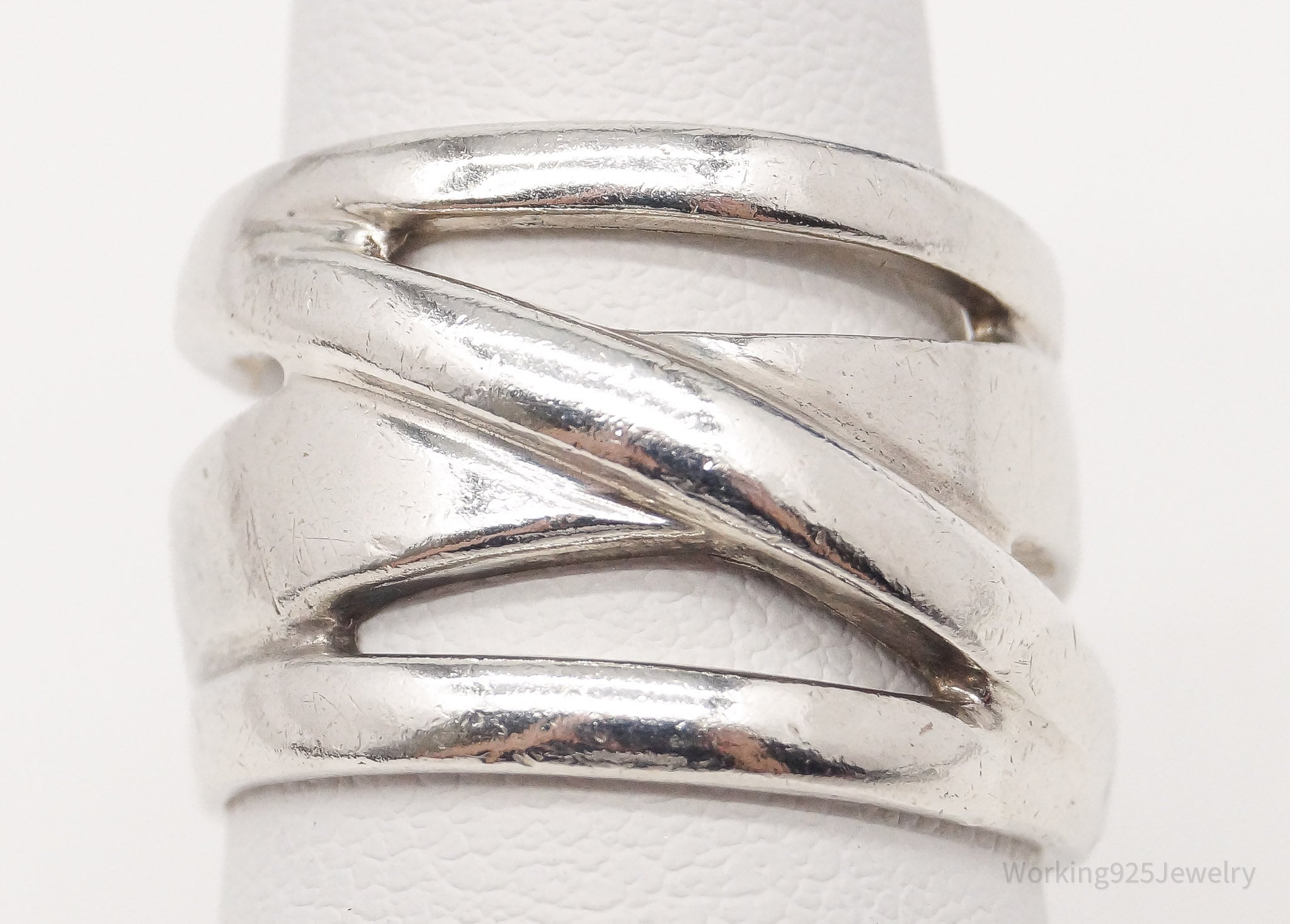 Vintage Sweden Modernist GHA Sterling Silver Band Ring - Size 6.5