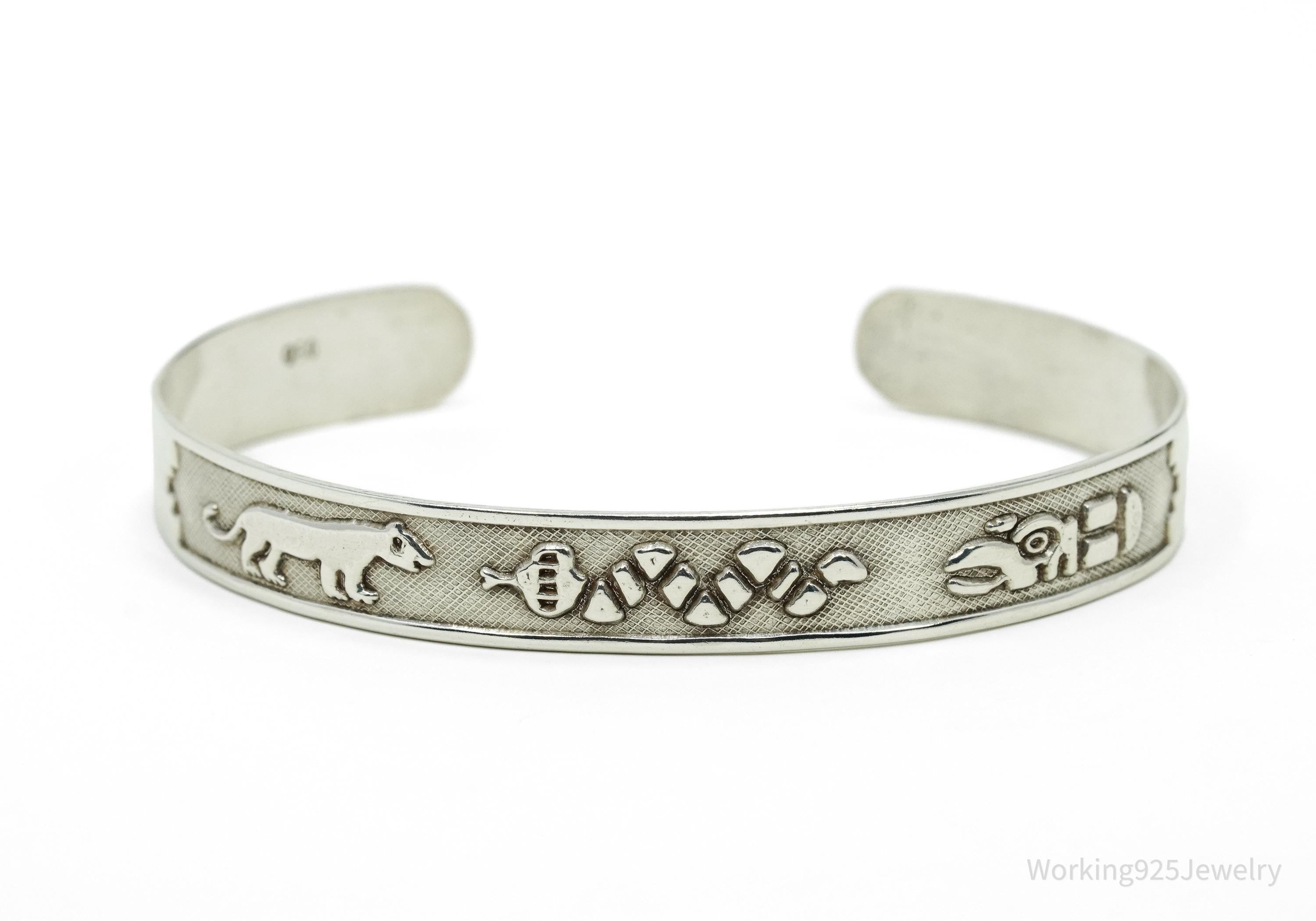 Vintage Tribal Style 950 Silver Bracelet 7"