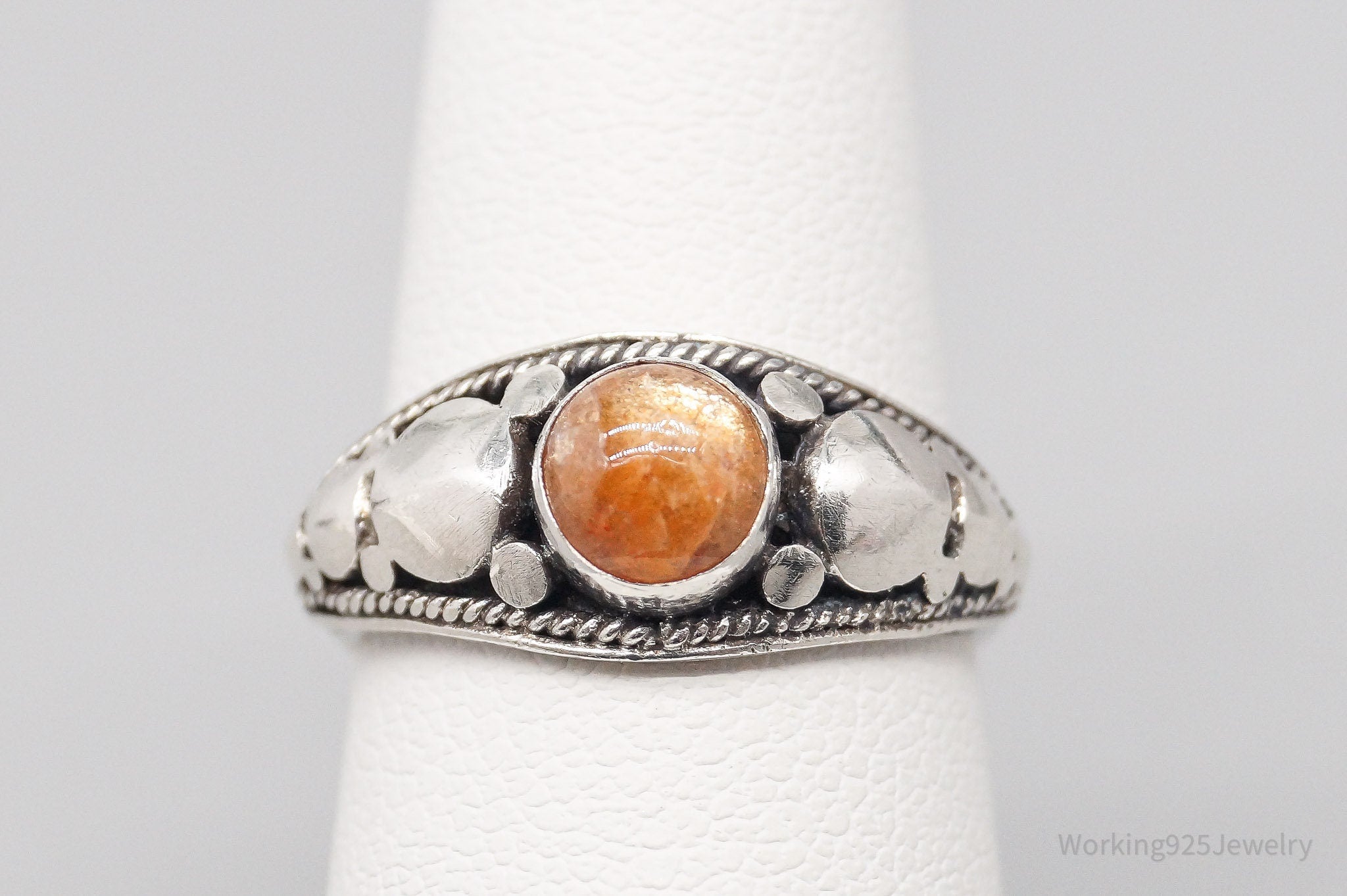 Vintage Goldstone Sterling Silver Ring - Size 5.25