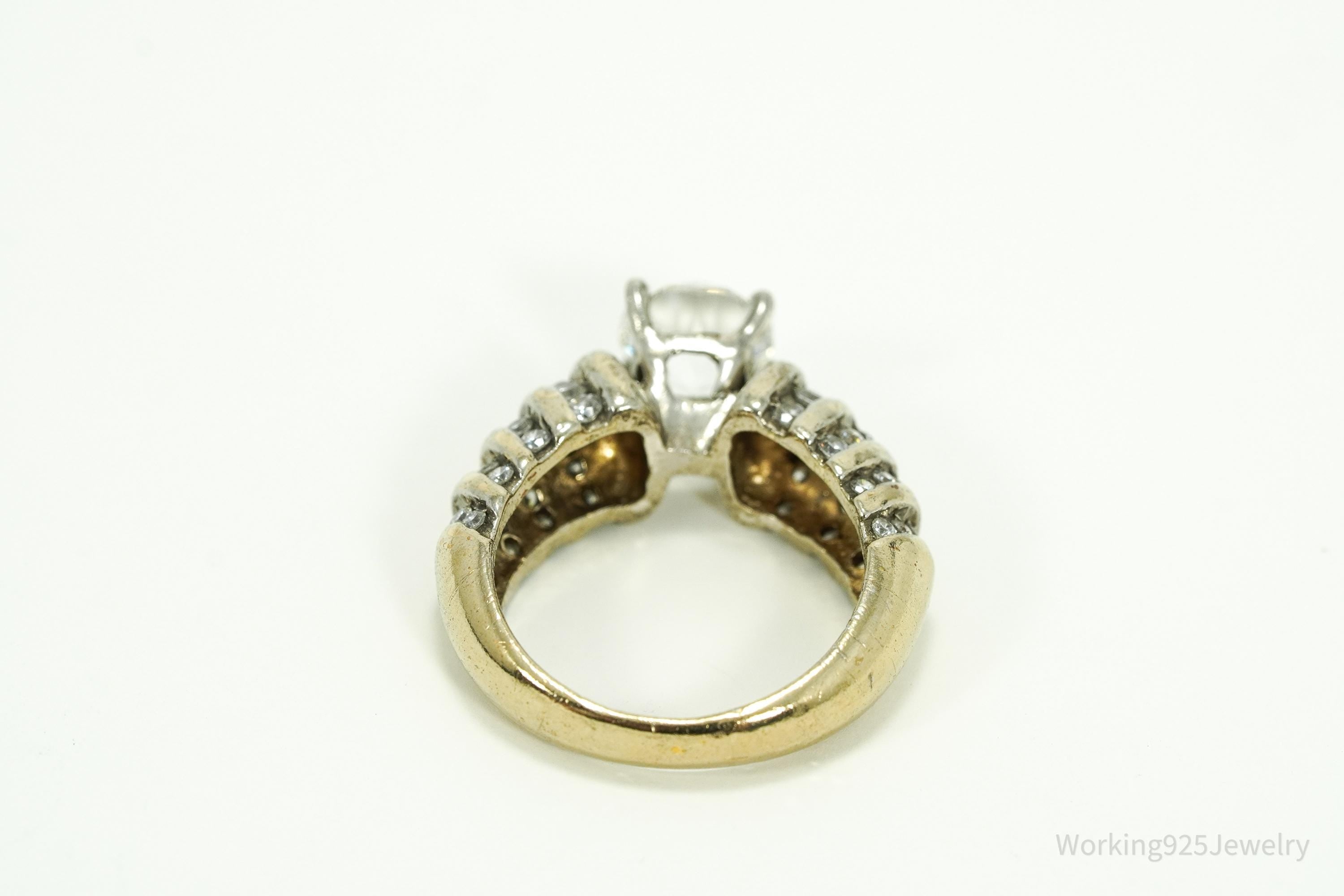 Vintage UTC Cubic Zirconia Gold Vermeil Sterling Silver Ring Size 5.5