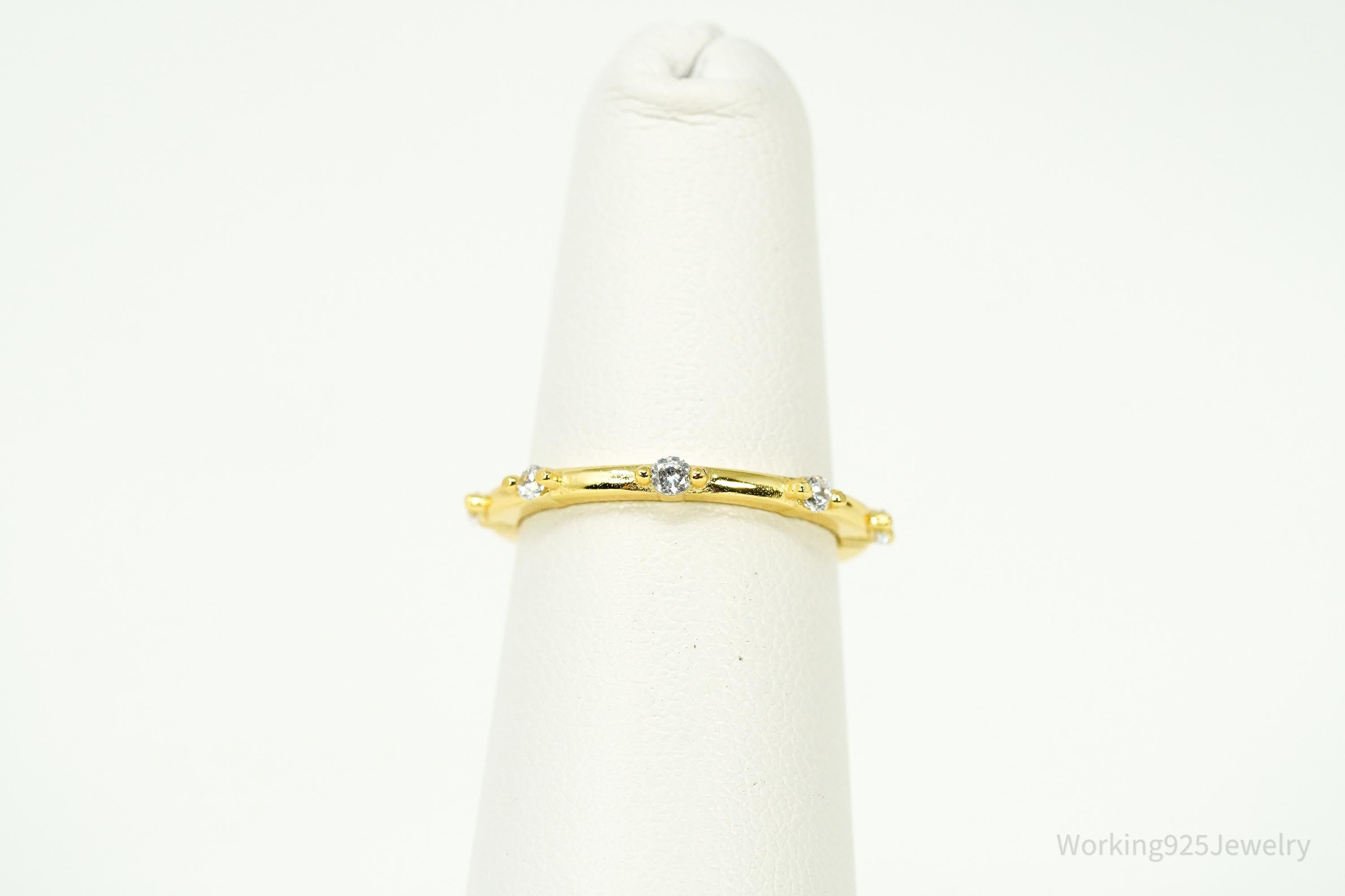 Vintage Cubic Zirconia Gold Vermeil Sterling Silver Ring - Size 5