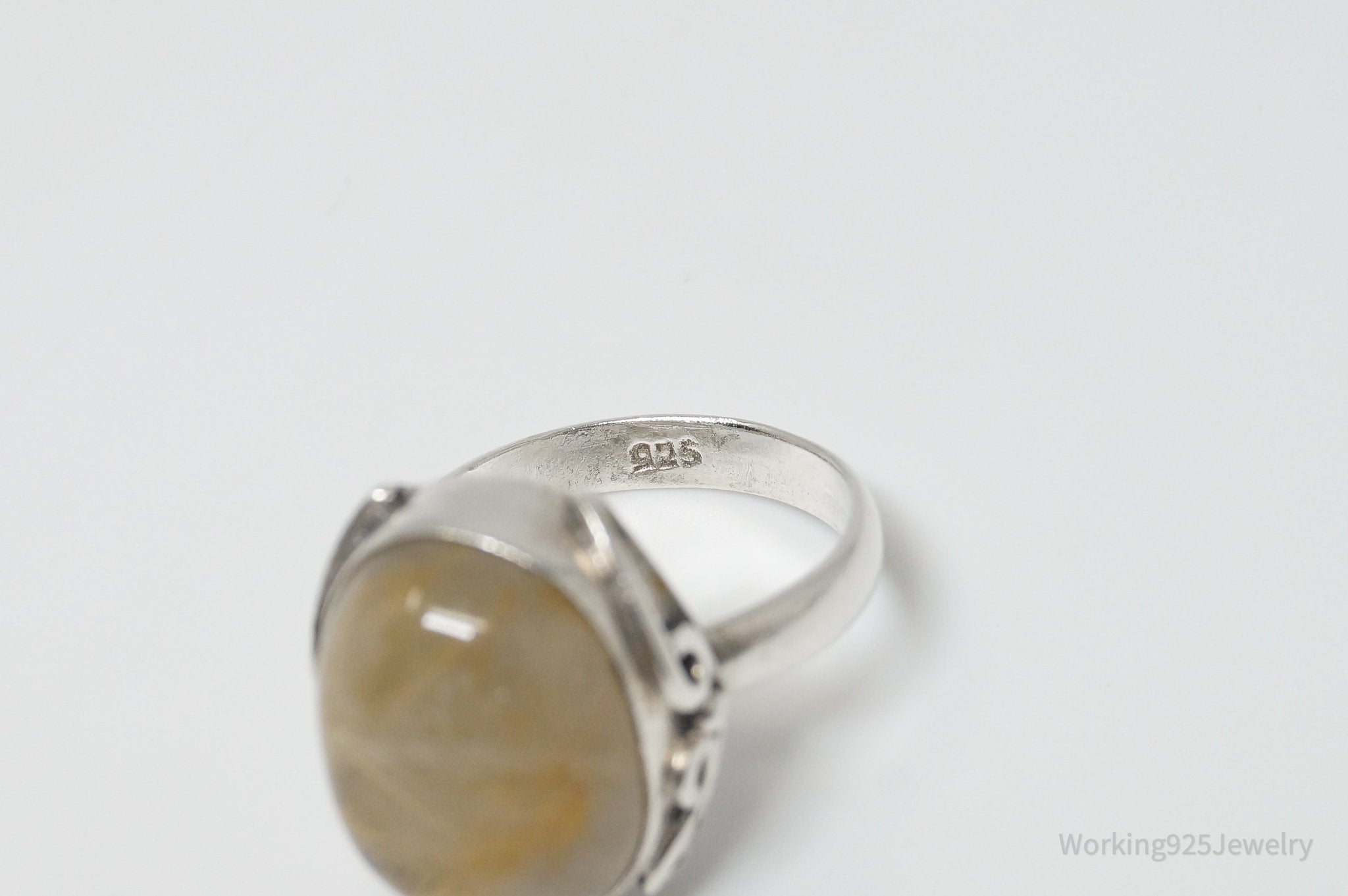 Vintage Rutilated Quartz Sterling Silver Ring - Sz 7