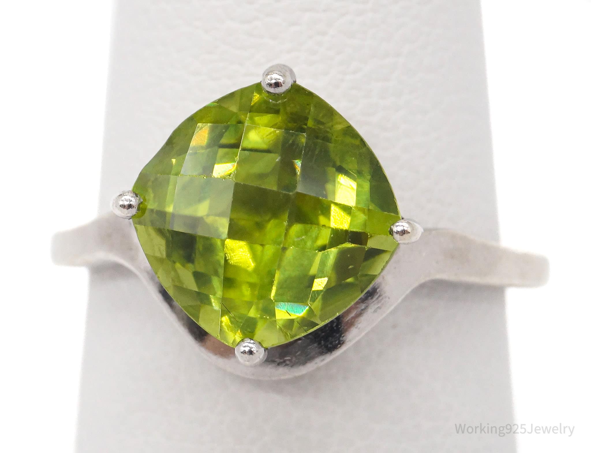 Vintage Peridot Sterling Silver Ring - Size 6.75