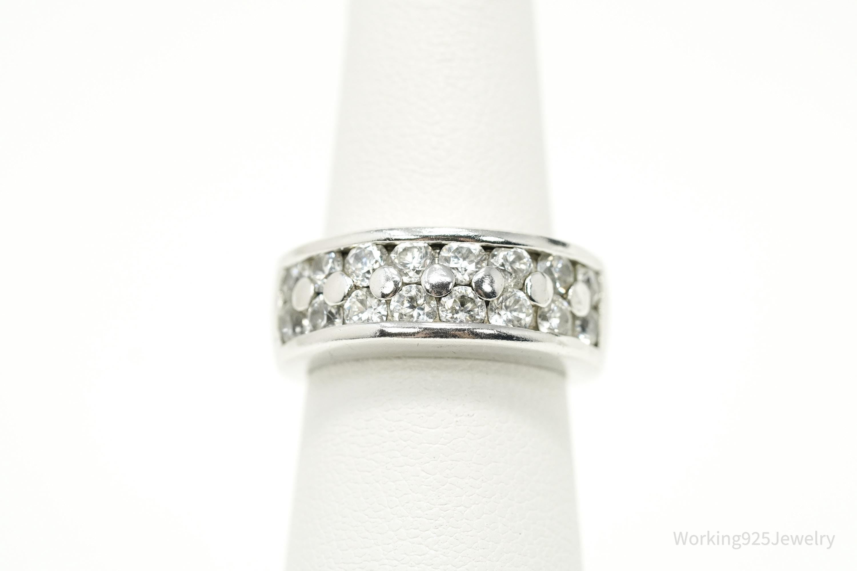 Vintage Cubic Zirconia Sterling Silver Ring - Size 6