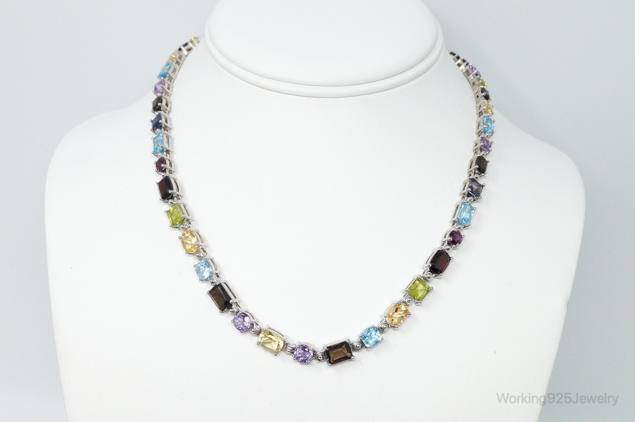 Vintage Multi Stone Sterling Silver Necklace