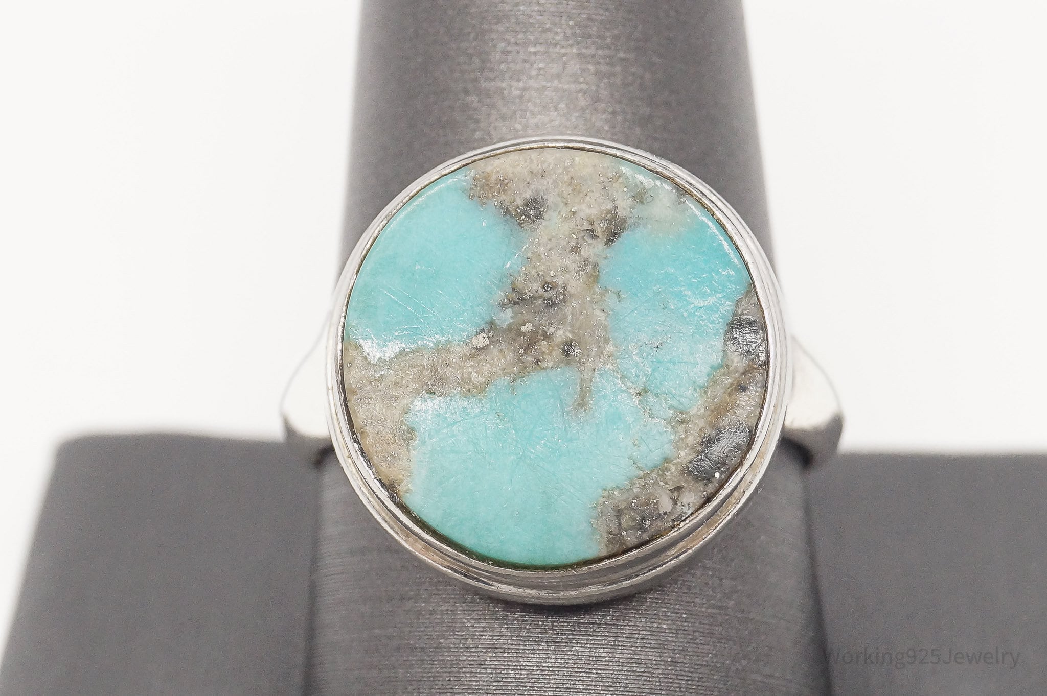 Vintage Turquoise Sterling Silver Ring - Size 11.25