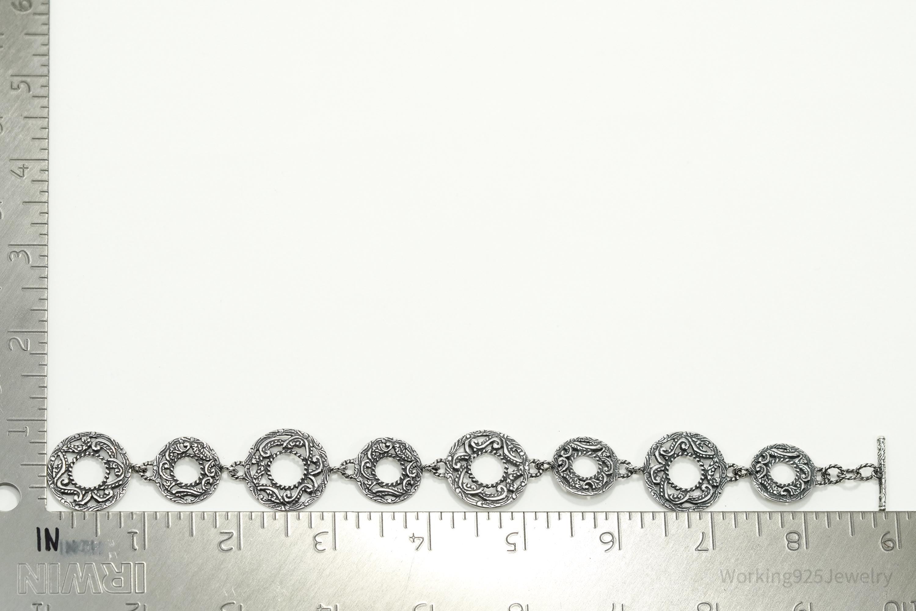 Vintage Native Carolyn Pollack Relios Sterling Silver Bracelet 8 7/8"