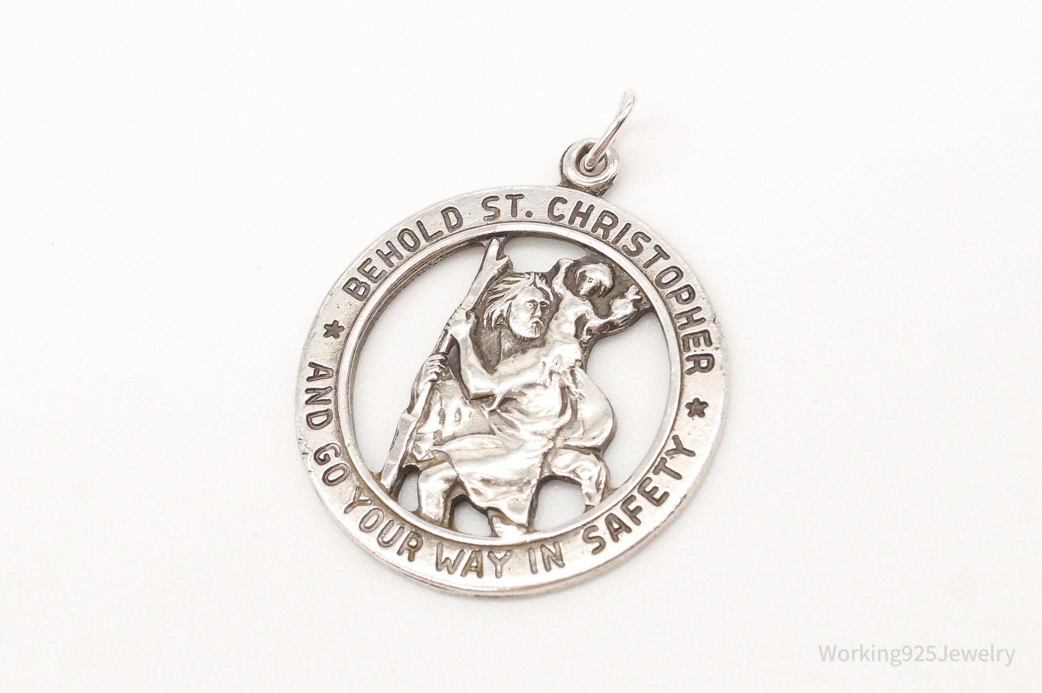 Vintage Saint Christopher Sterling Silver Pendant