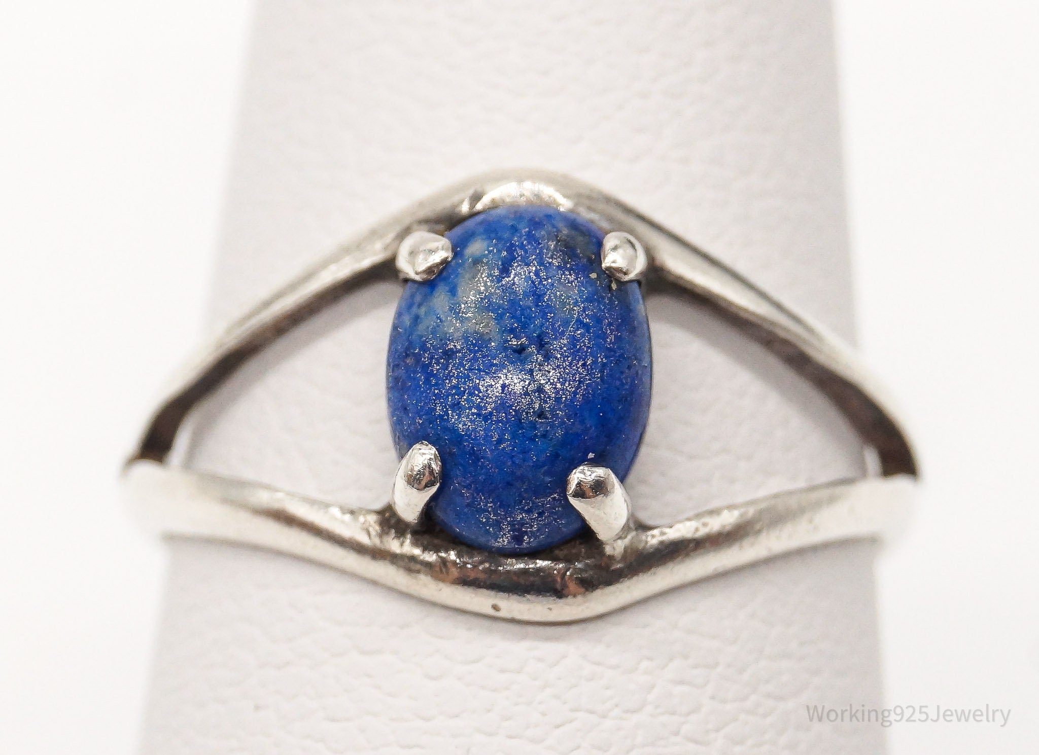 Vintage Native American Lapis Lazuli Sterling Silver Ring - Size 6.5