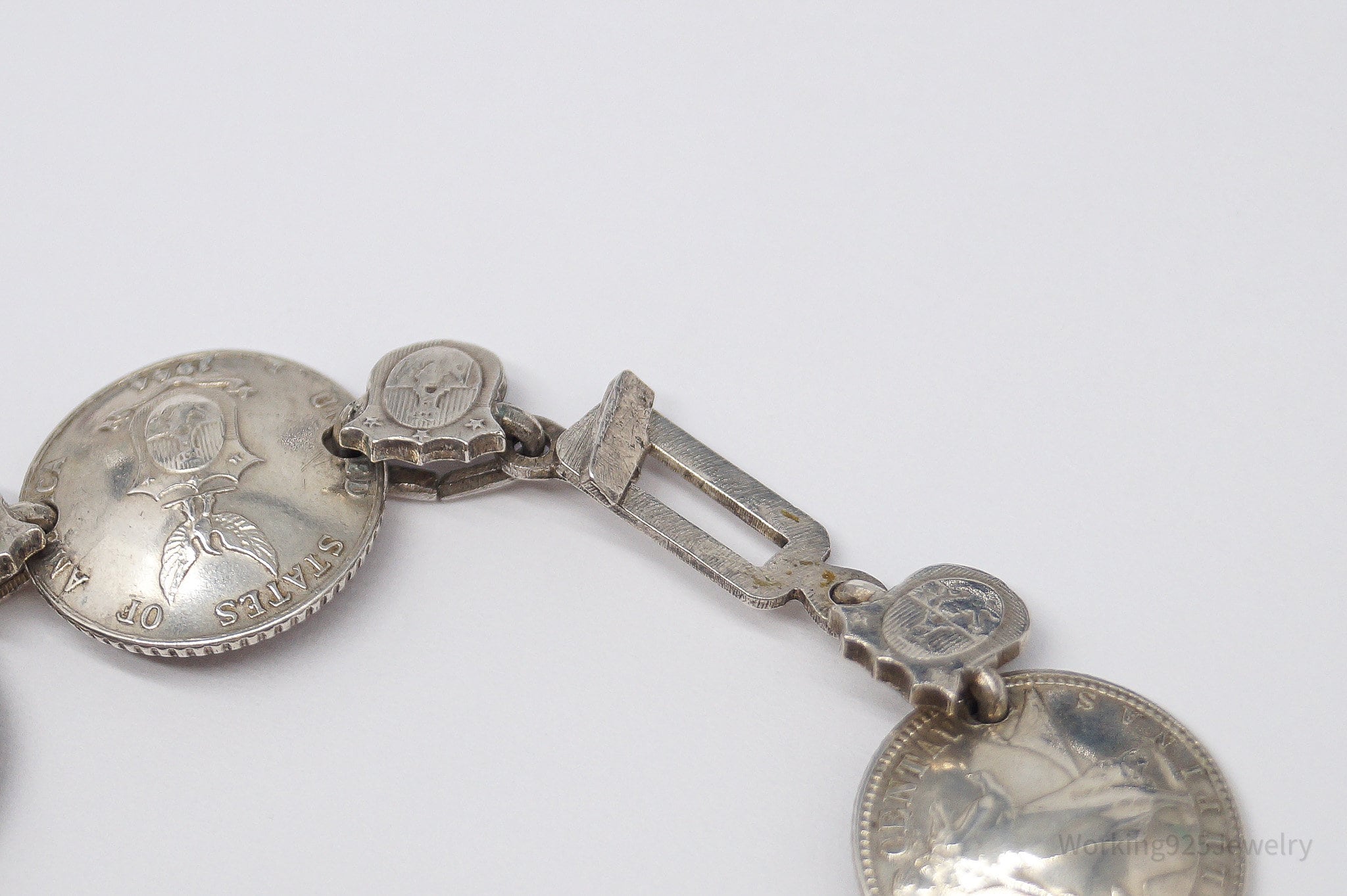 Vintage 1944 Philippines Centavos Silver Bracelet - 7 1/8"