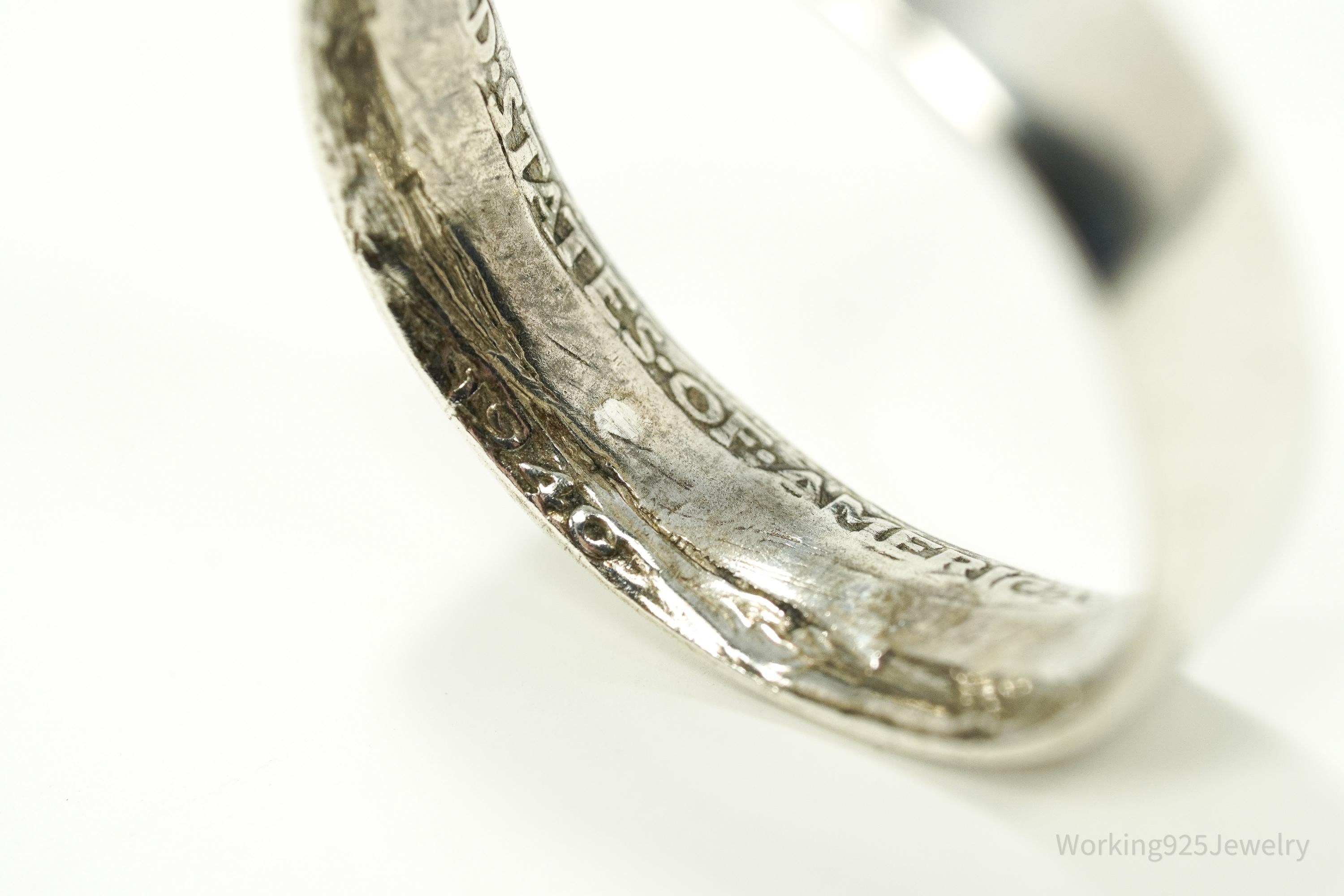 Vintage 1940 Half Dollar Silver Band Ring - Size 12