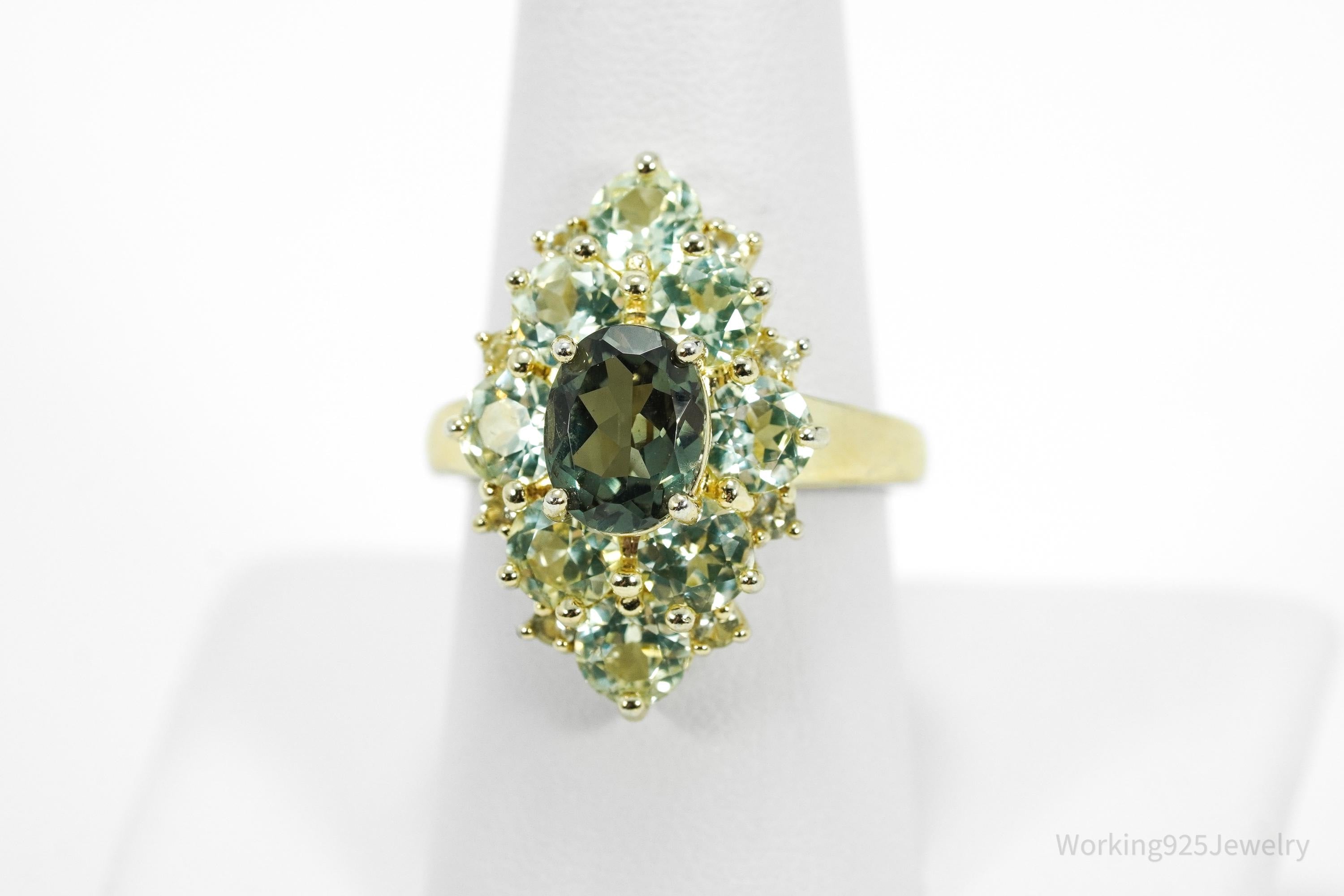 Designer Ross Simons Green Spinel Gold Over Sterling Silver Ring - Size 9