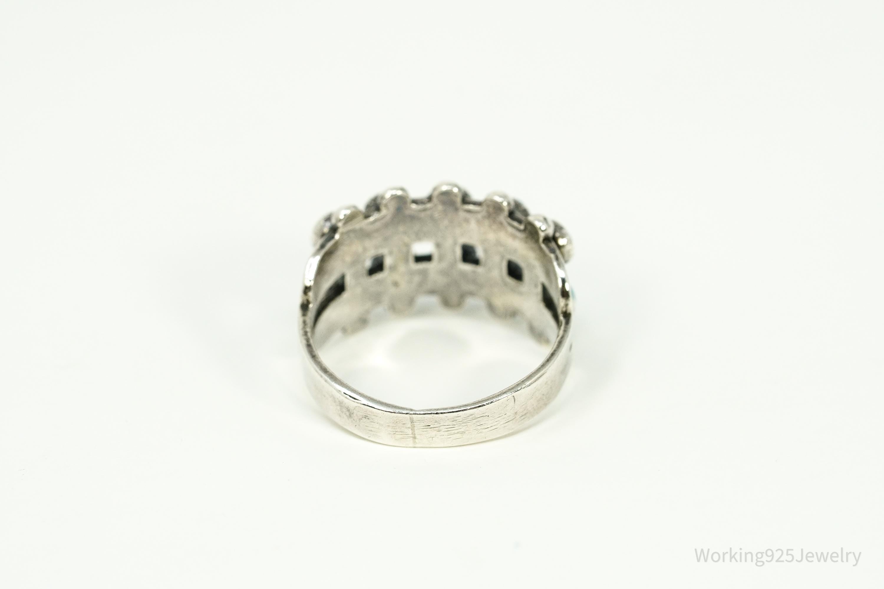 Vintage Handmade Native American Turquoise Sterling Silver Ring - Size 7.25