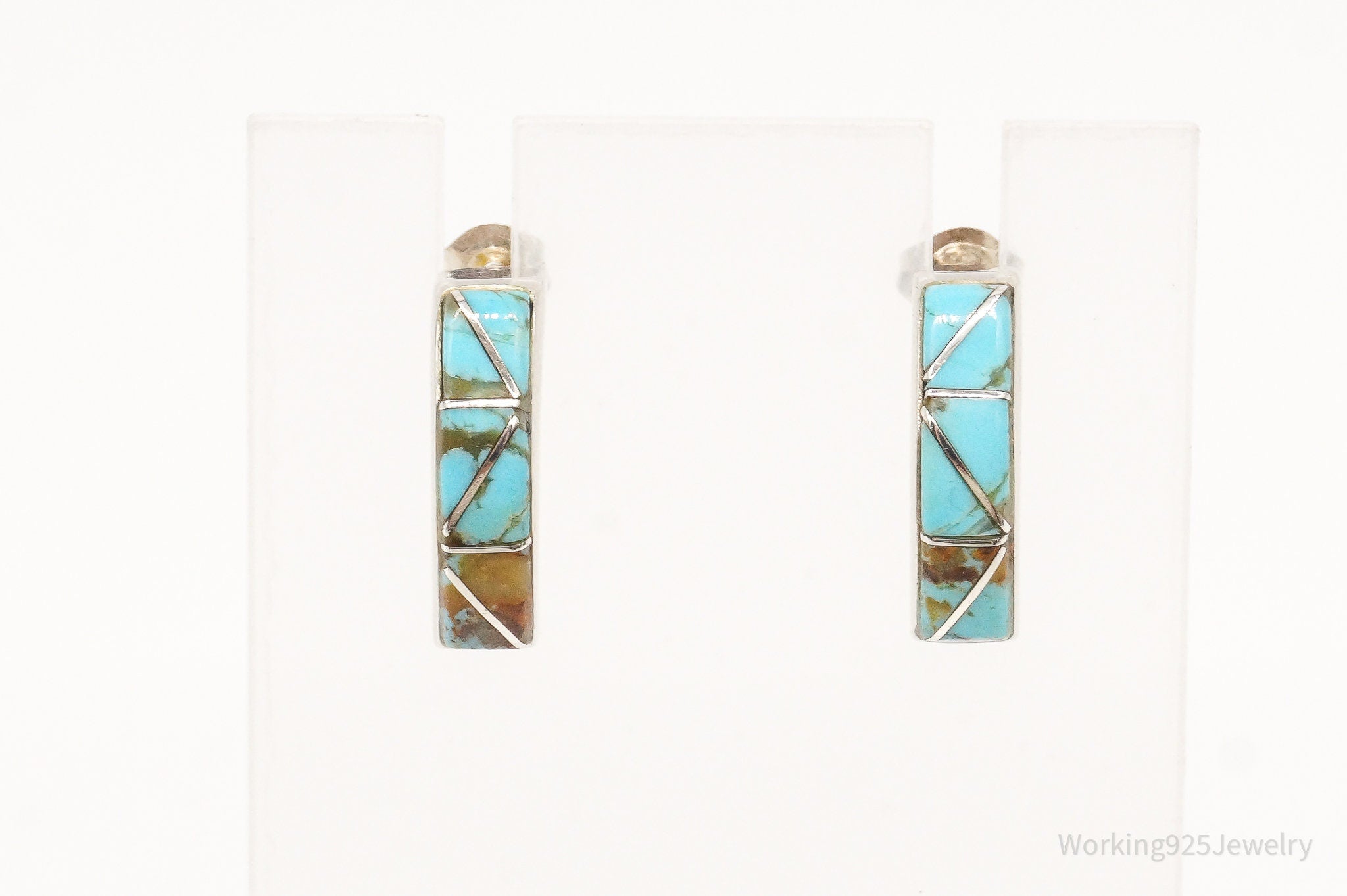 Vintage Native American Turquoise Sterling Silver Earrings