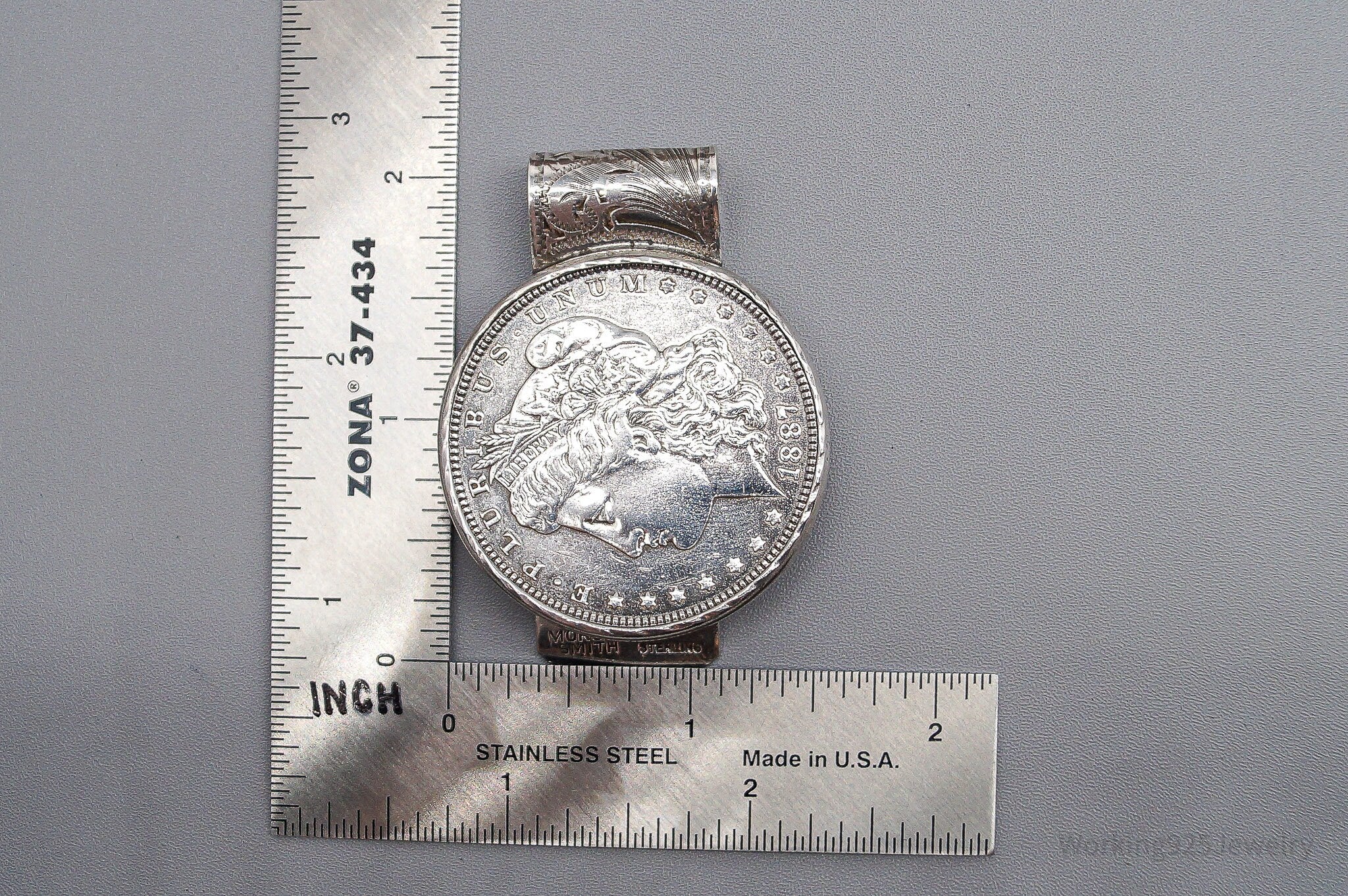 Antique 1887 Morgan Silver Dollar Coin Morgan Smith Navajo Sterling Silver Money Clip