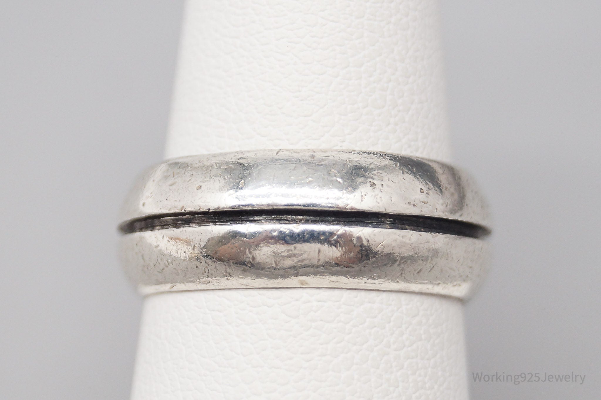 Vintage Mexico Modernist Style Sterling Silver Band Ring - Size 7.25