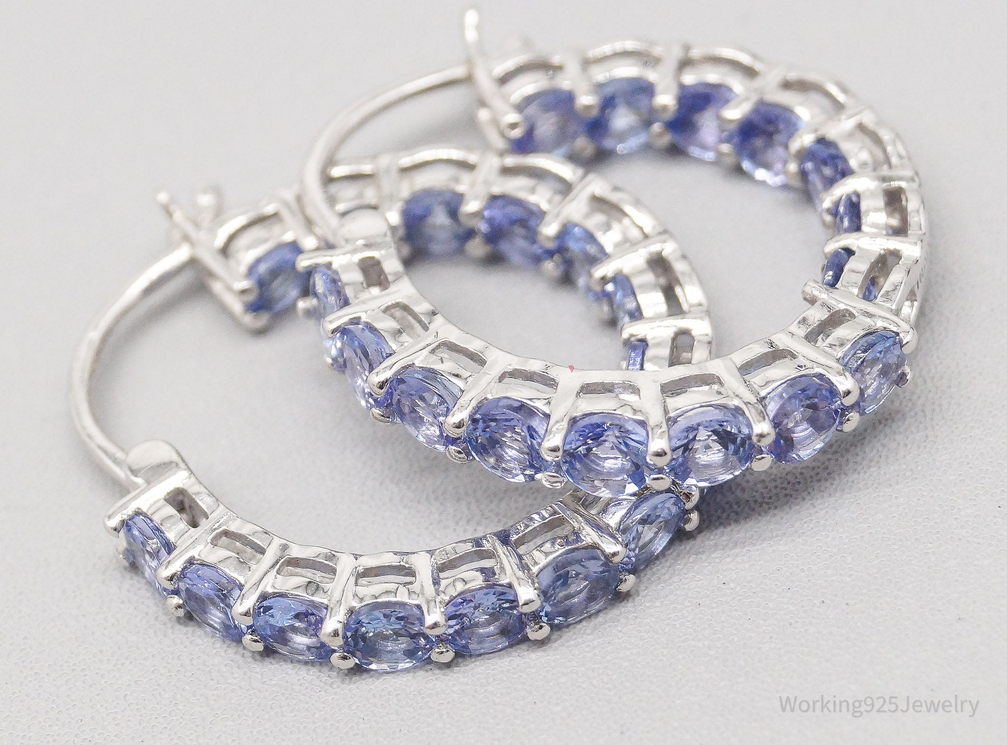 QVC GIE Tanzanite Hoop Sterling Silver Earrings