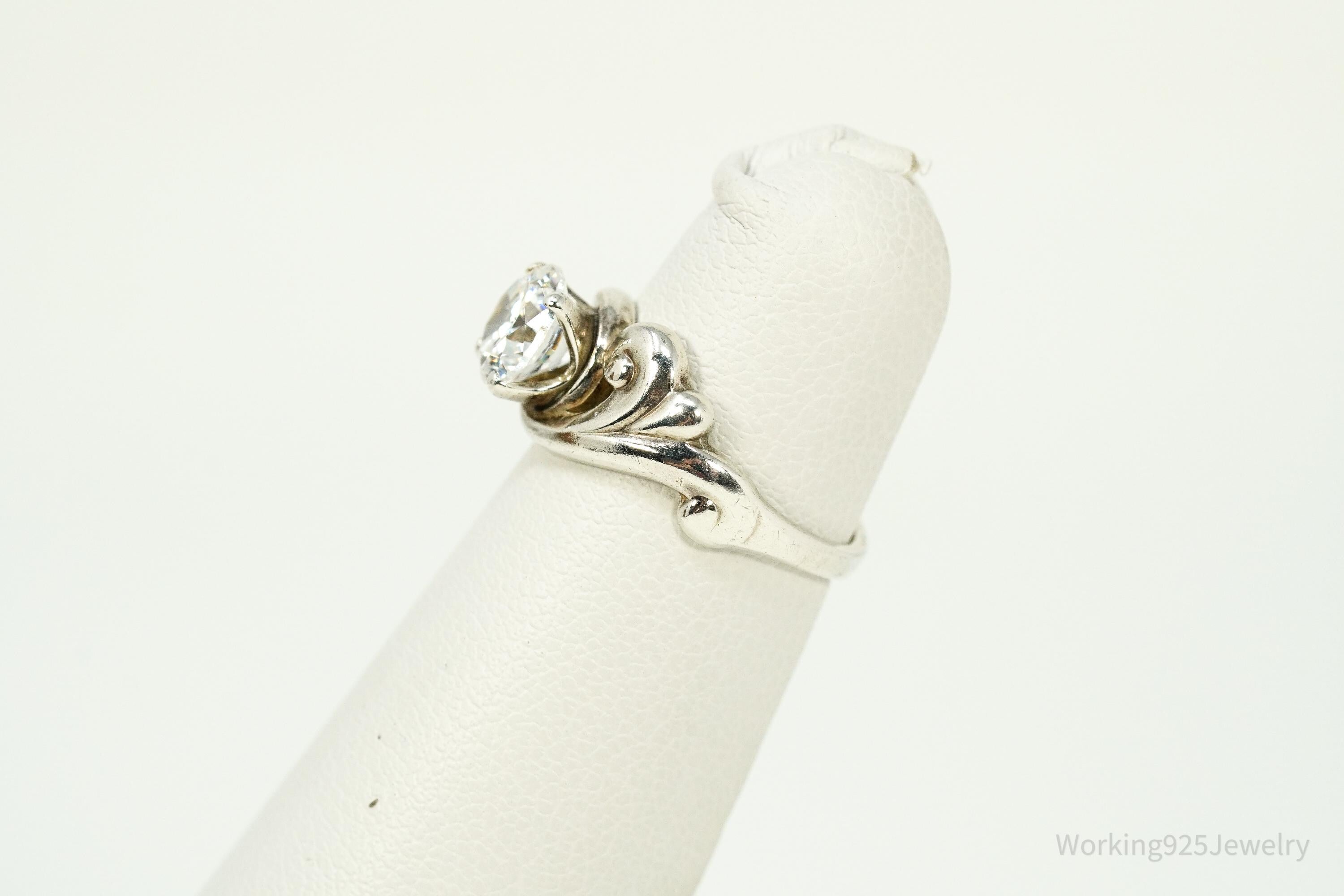 Vintage KABANA Diamonique Cubic Zirconia Sterling Silver Ring - Size 2.75