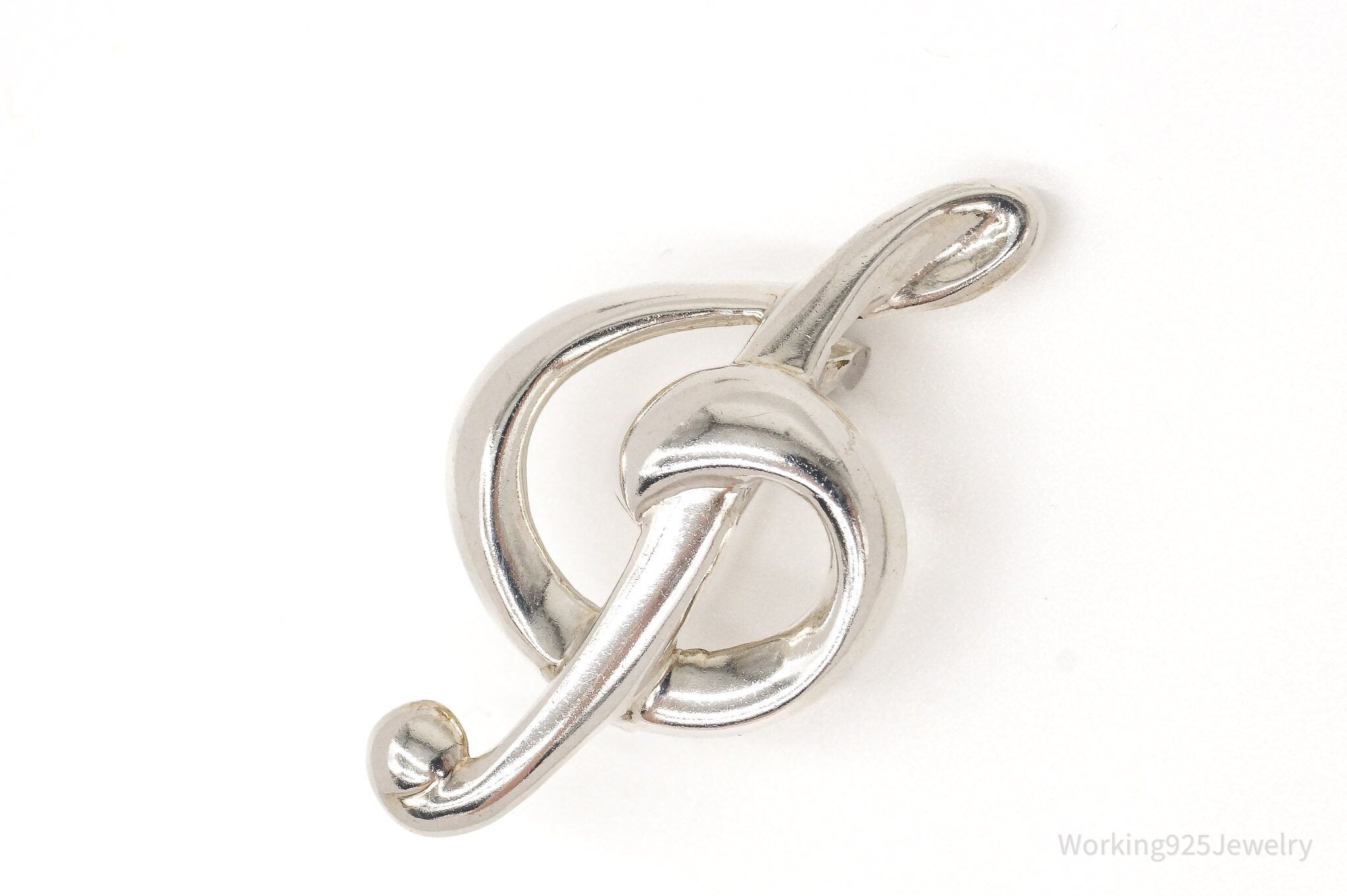 Vintage Treble Clef Music Note Sterling Silver Brooch Pin