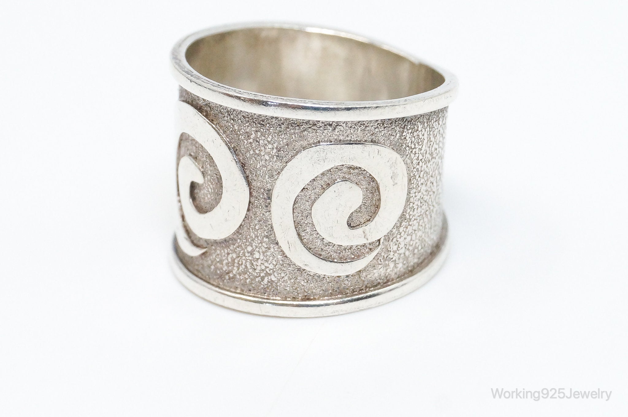 Vintage Swirl Scroll Design Water Bender Sterling Silver Band Ring Size 7