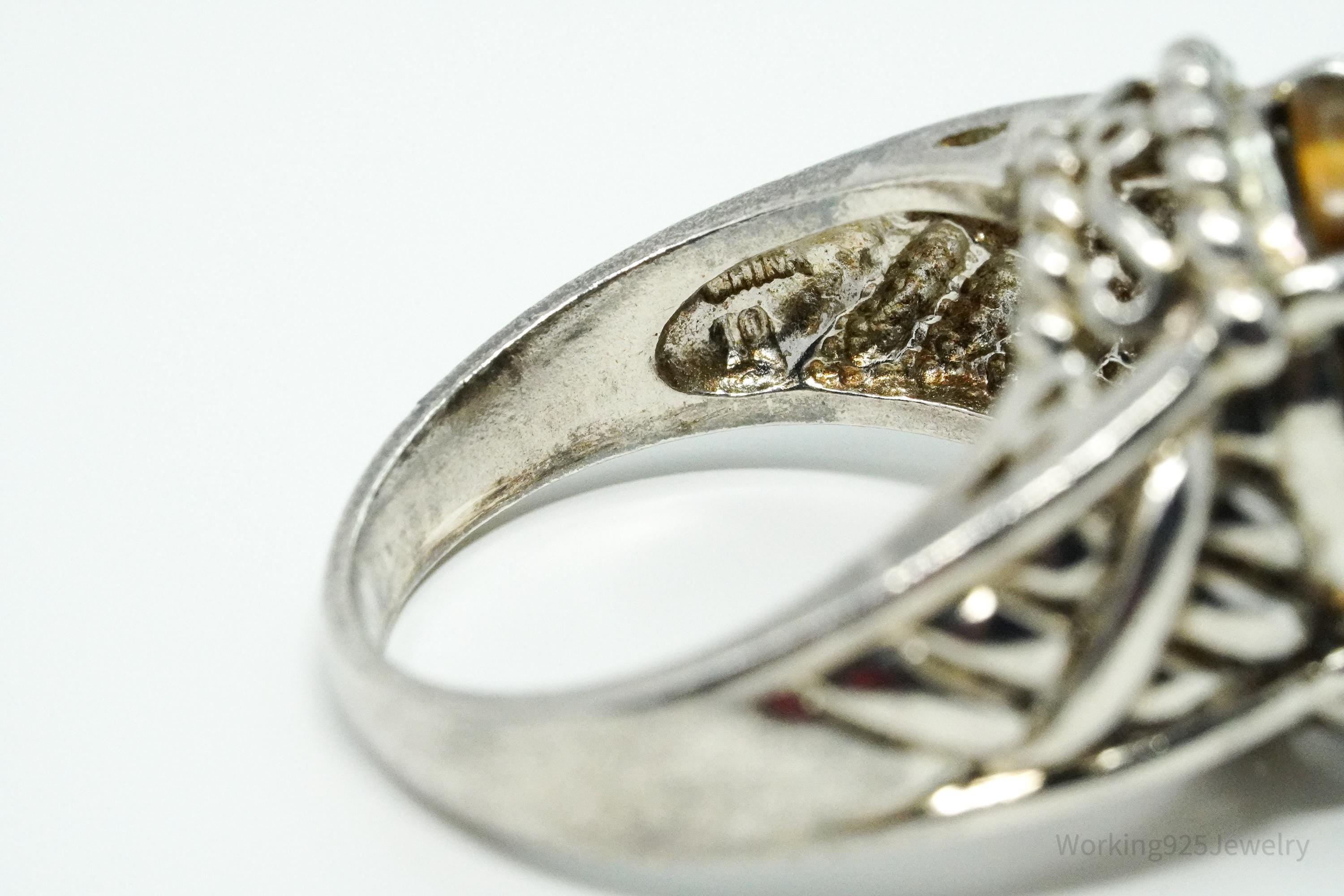 Vintage Ross Simons Tigers Eye Sterling Silver Ring - Size 10