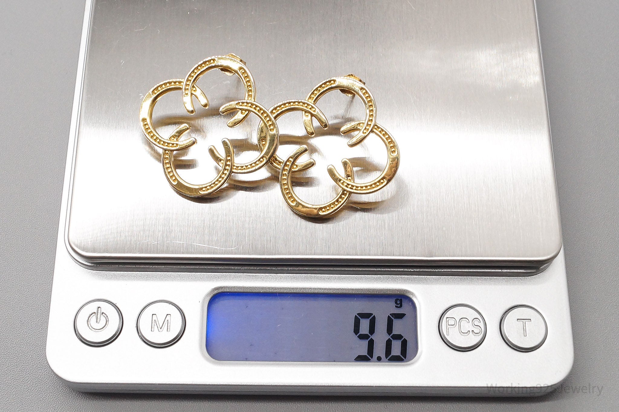 Designer Horseshoes 18K Yellow Gold Over Sterling Silver Earrings