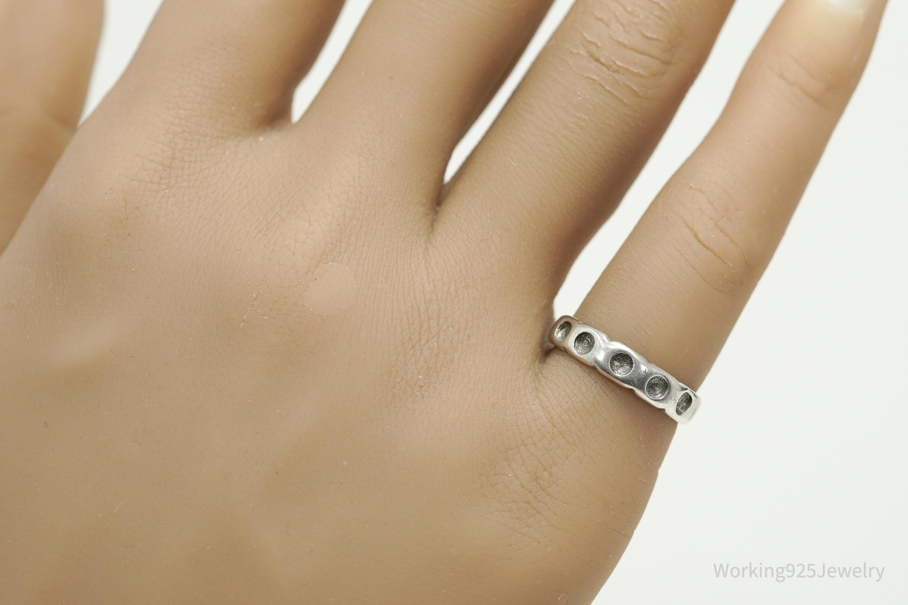 Antique Silver Band Ring - Size 5