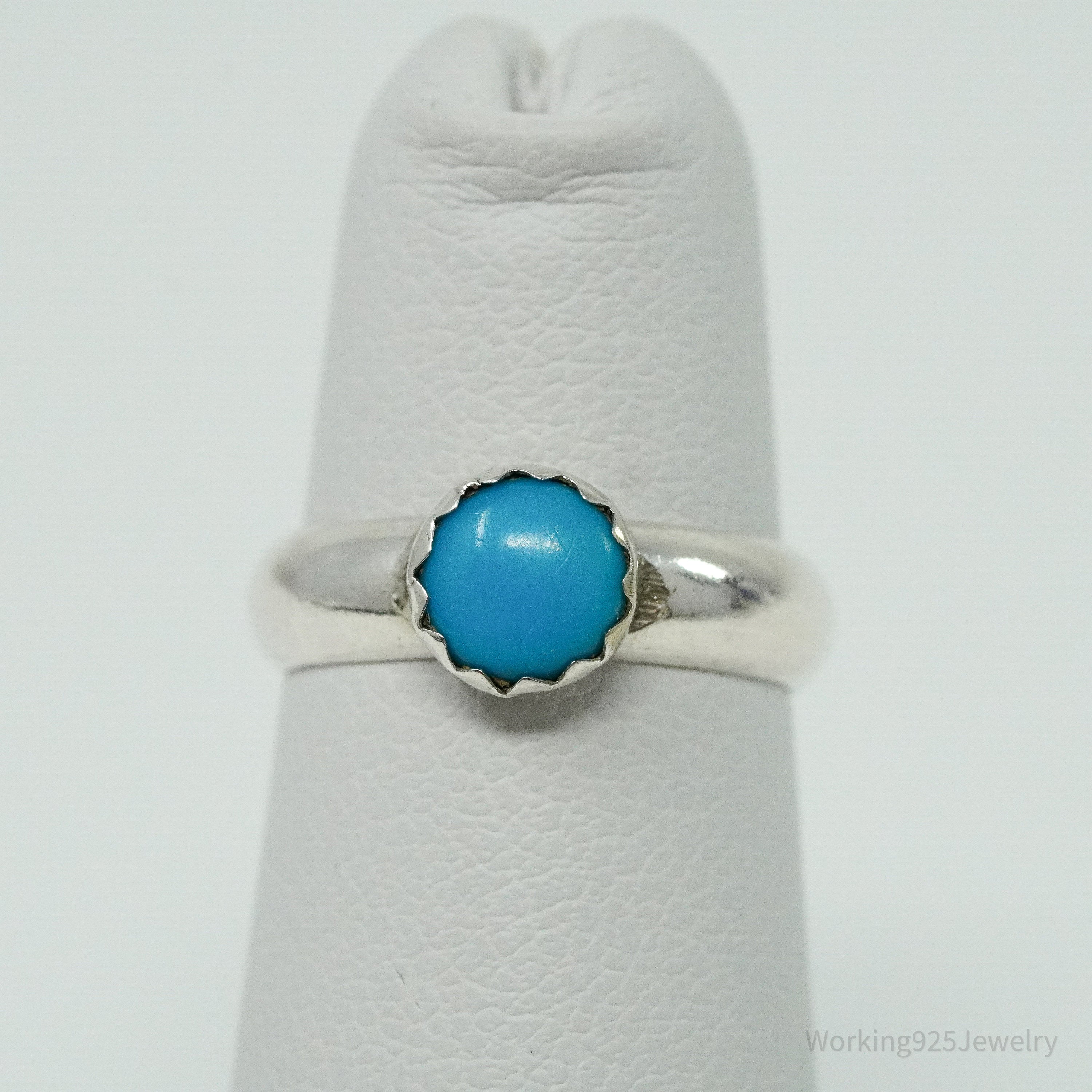 Vintage Native Turquoise Silver Ring - Size 3