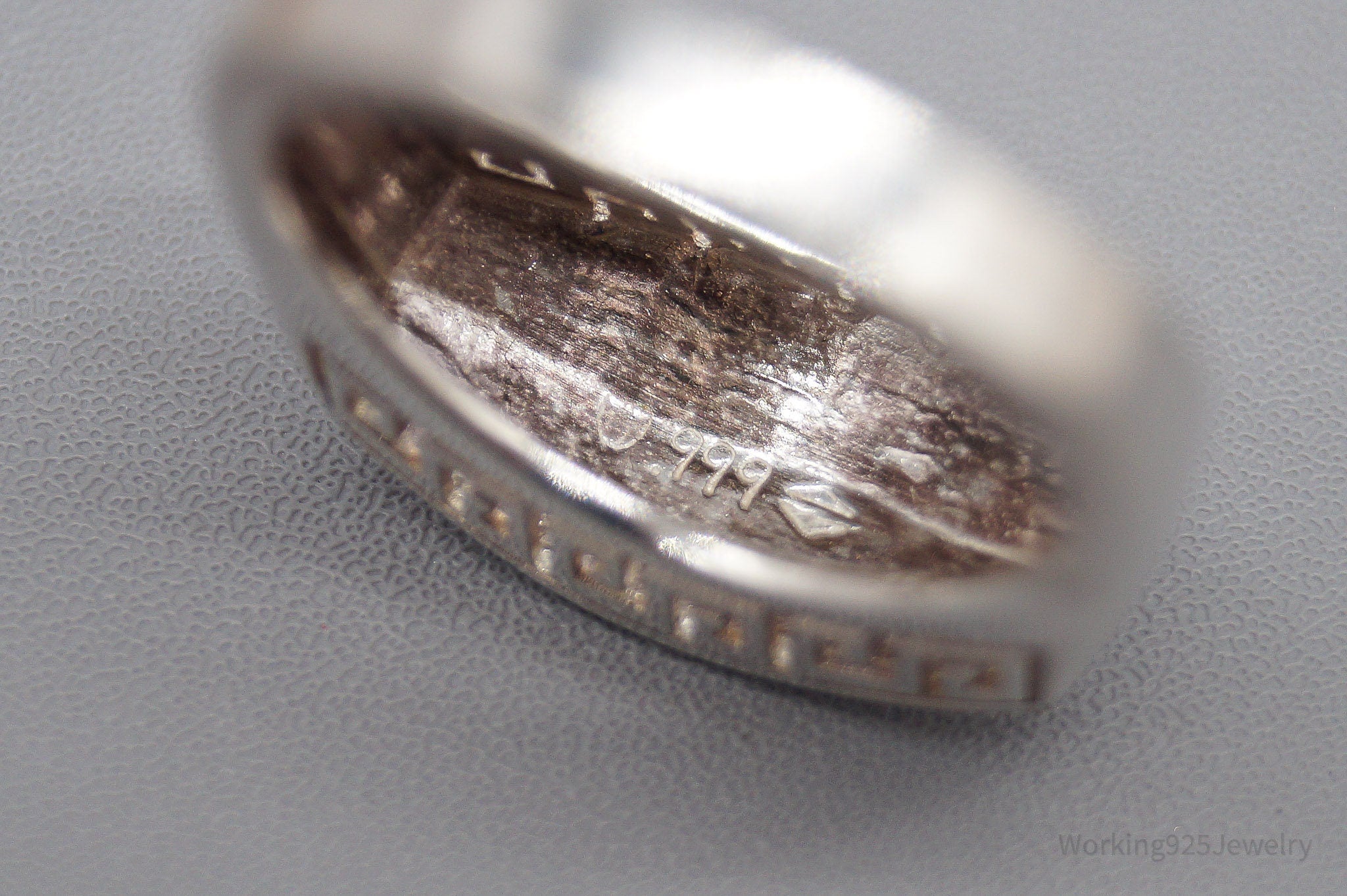 Vintage Greek Key 999 Silver Band Ring - Size 6