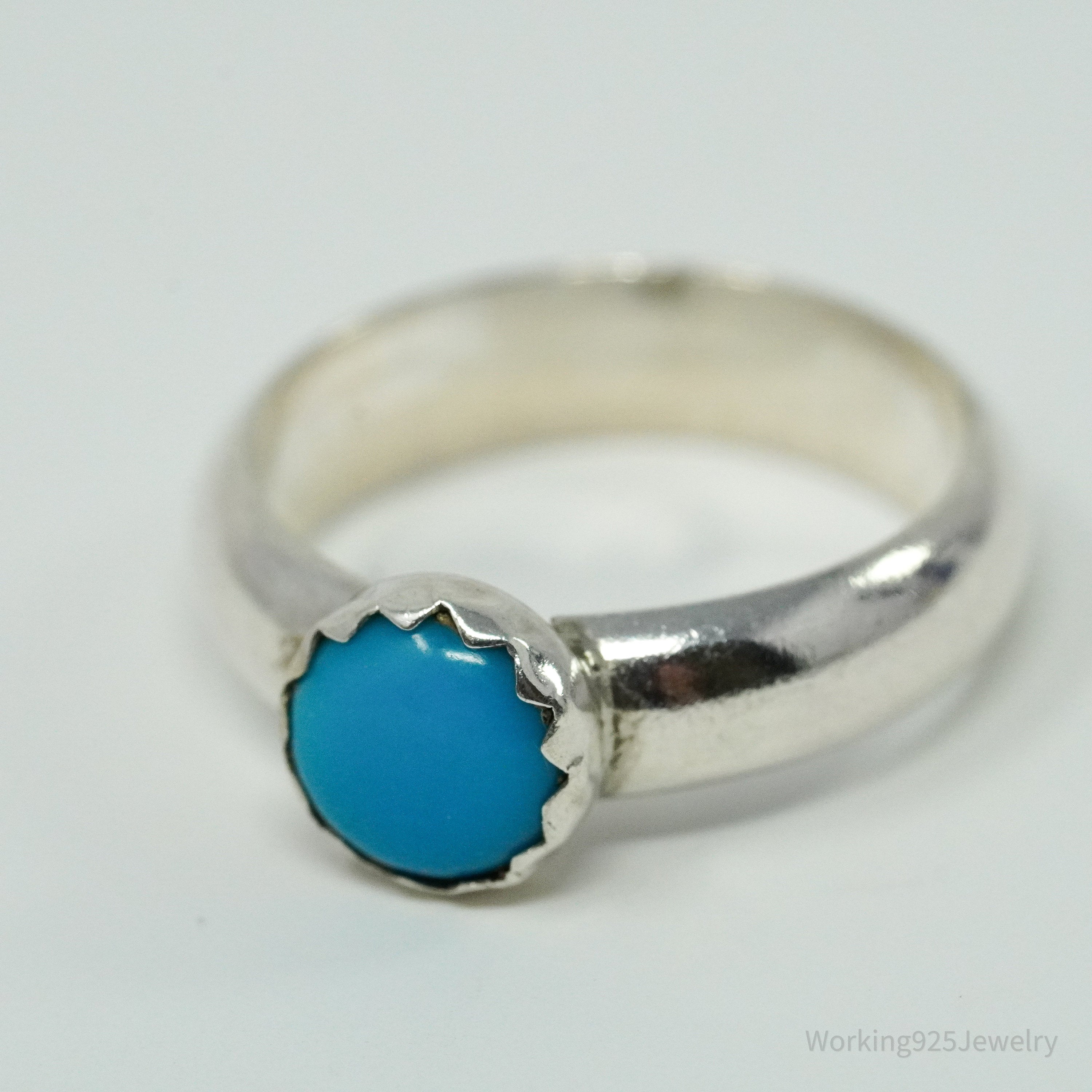 Vintage Native Turquoise Silver Ring - Size 3