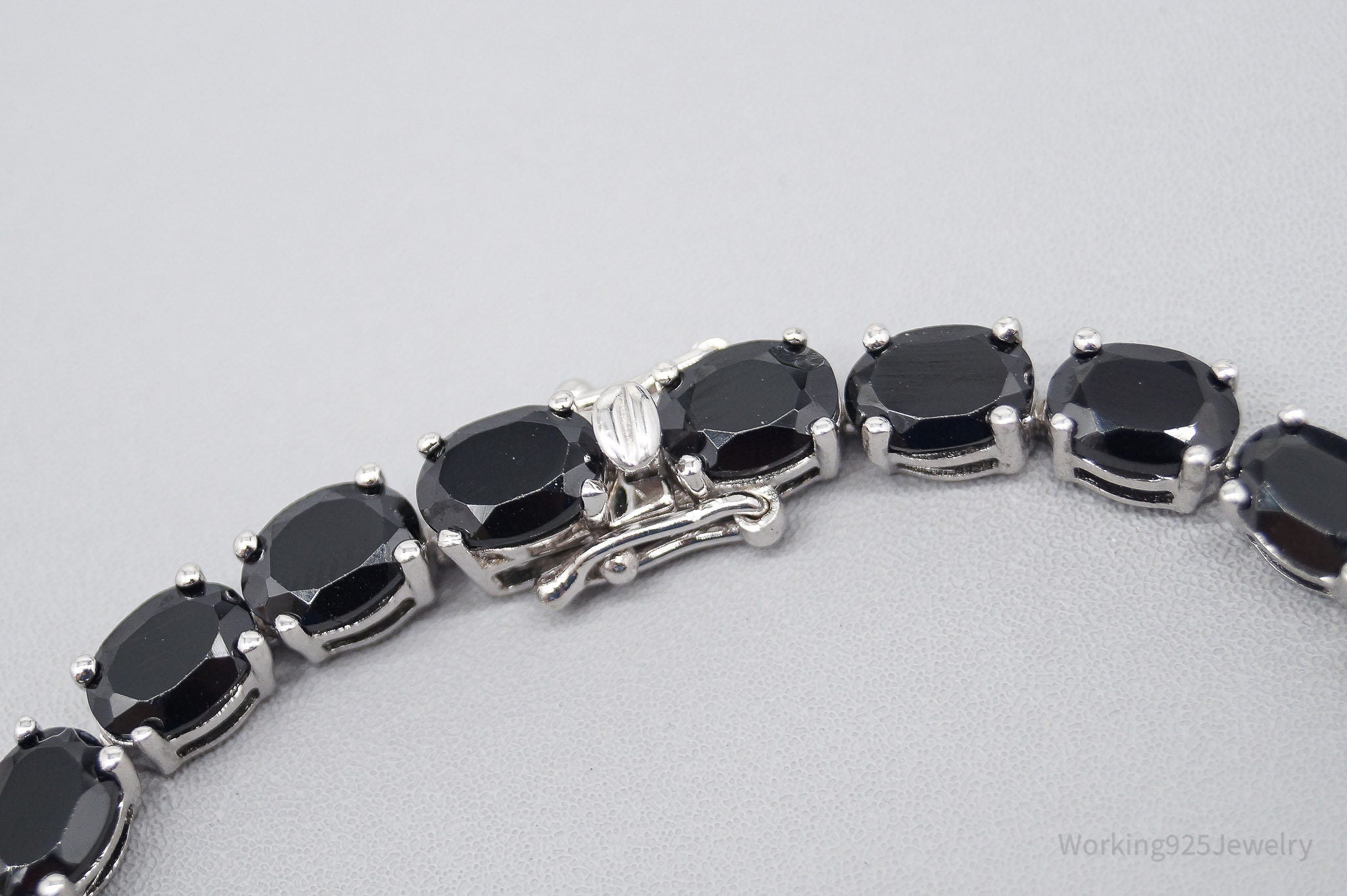 JTV TGGC Vintage Black Spinel Sterling Silver Bracelet 7 5/8"