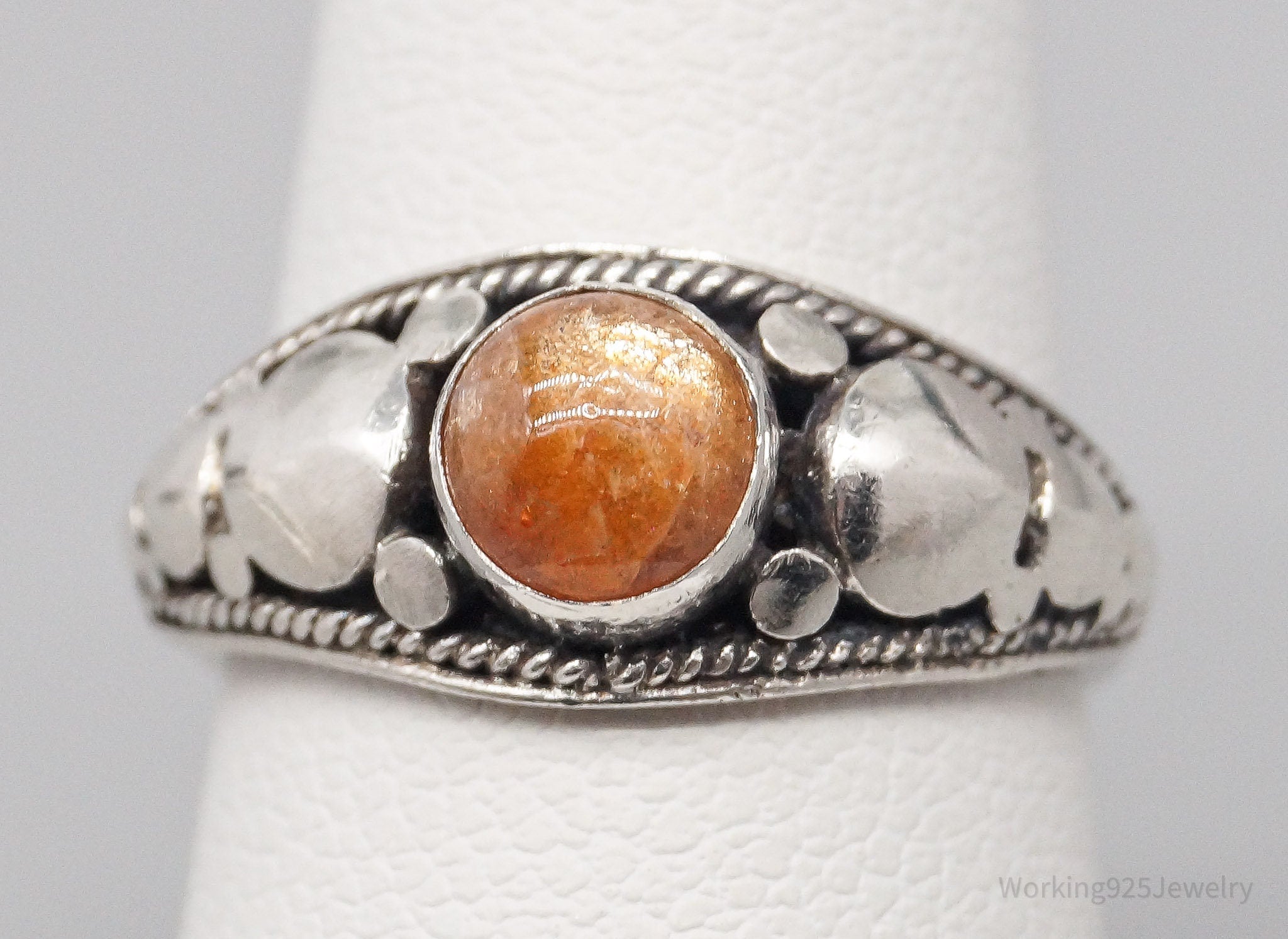 Vintage Goldstone Sterling Silver Ring - Size 5.25