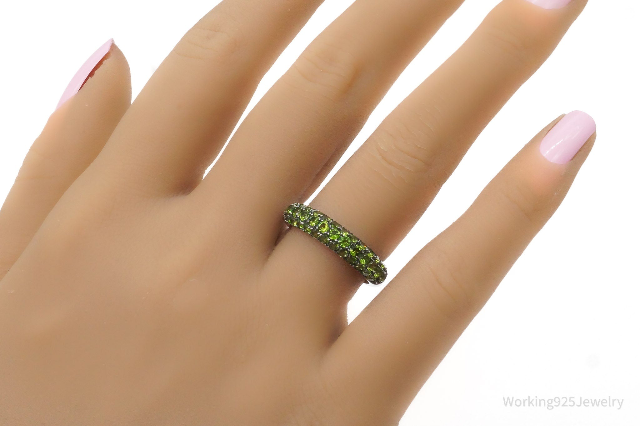 Designer DK Green Chrome Diopside Sterling Silver Ring - Size 5.25