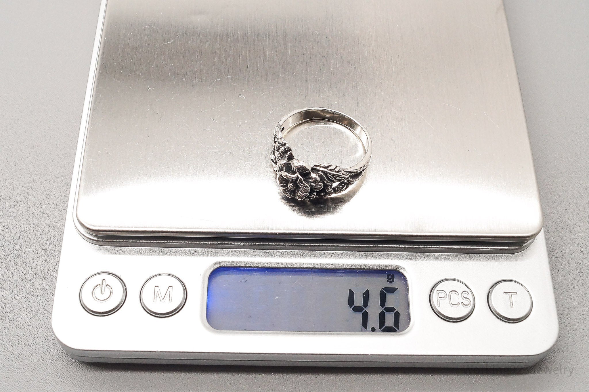 Vintage Flowers Sterling Silver Ring - Size 8.25