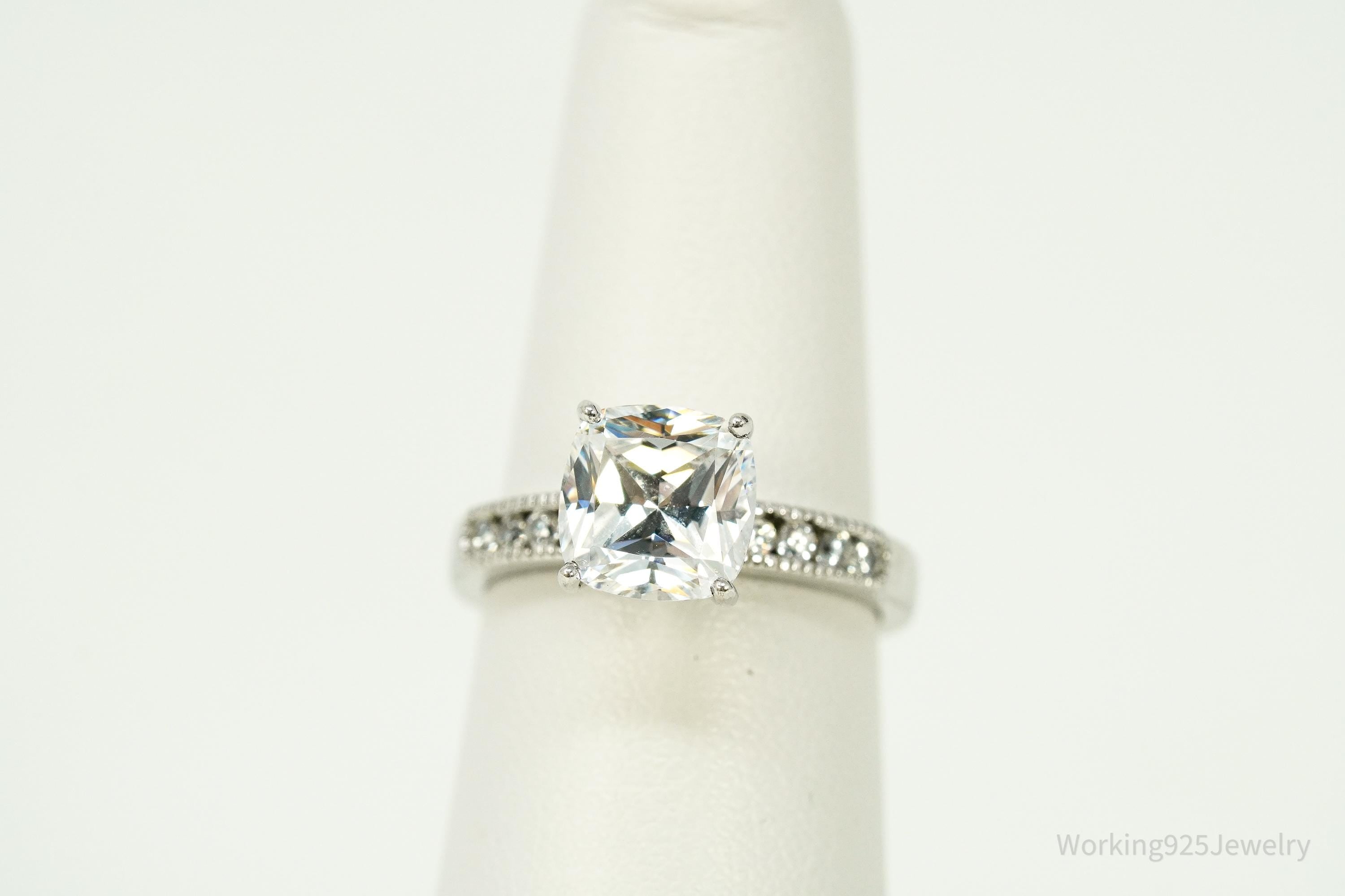 Vintage Cubic Zirconia Sterling Silver Ring - Size 6