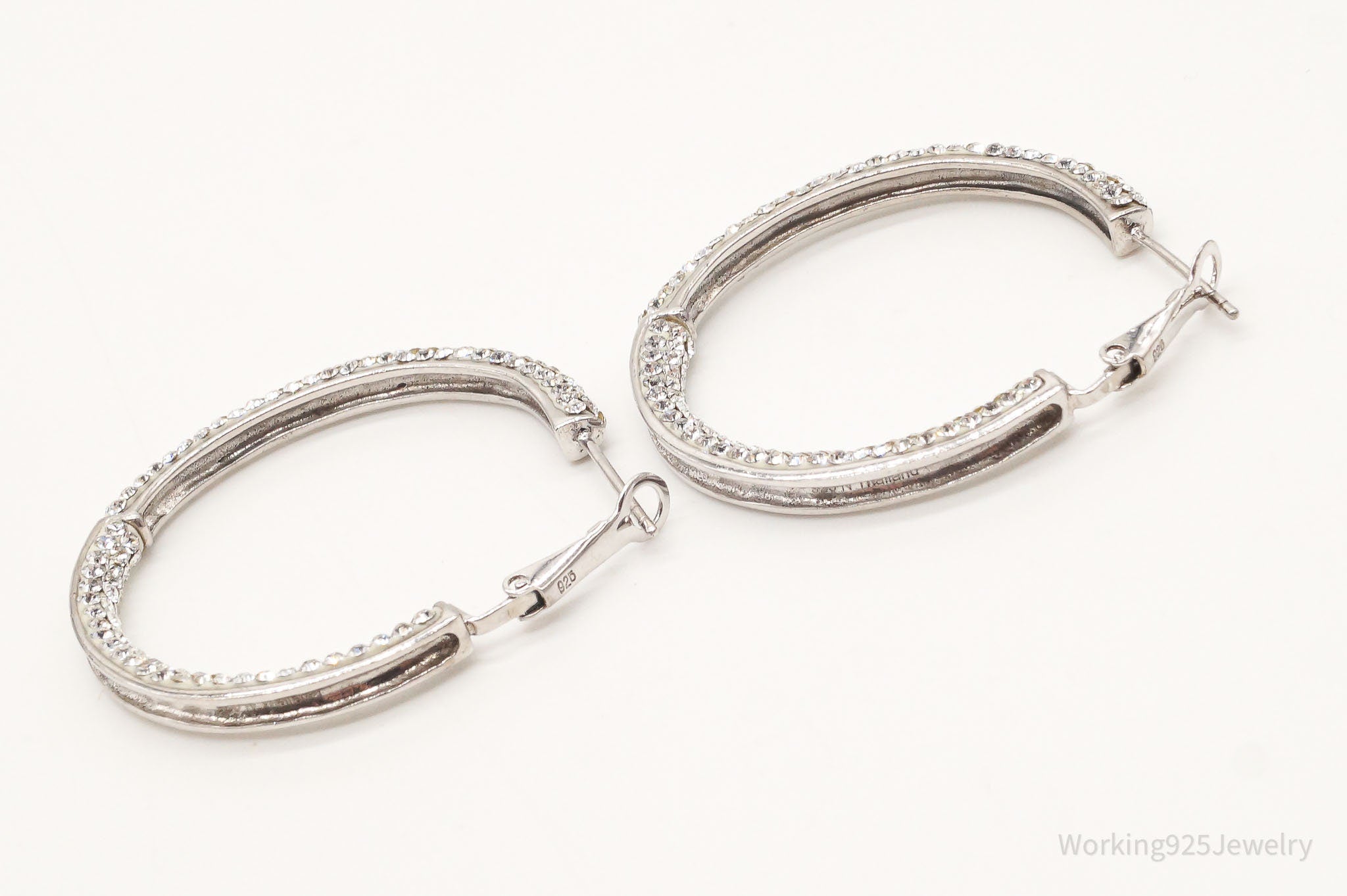 Vintage Swarovski Crystal Sterling Silver Hoop Earrings