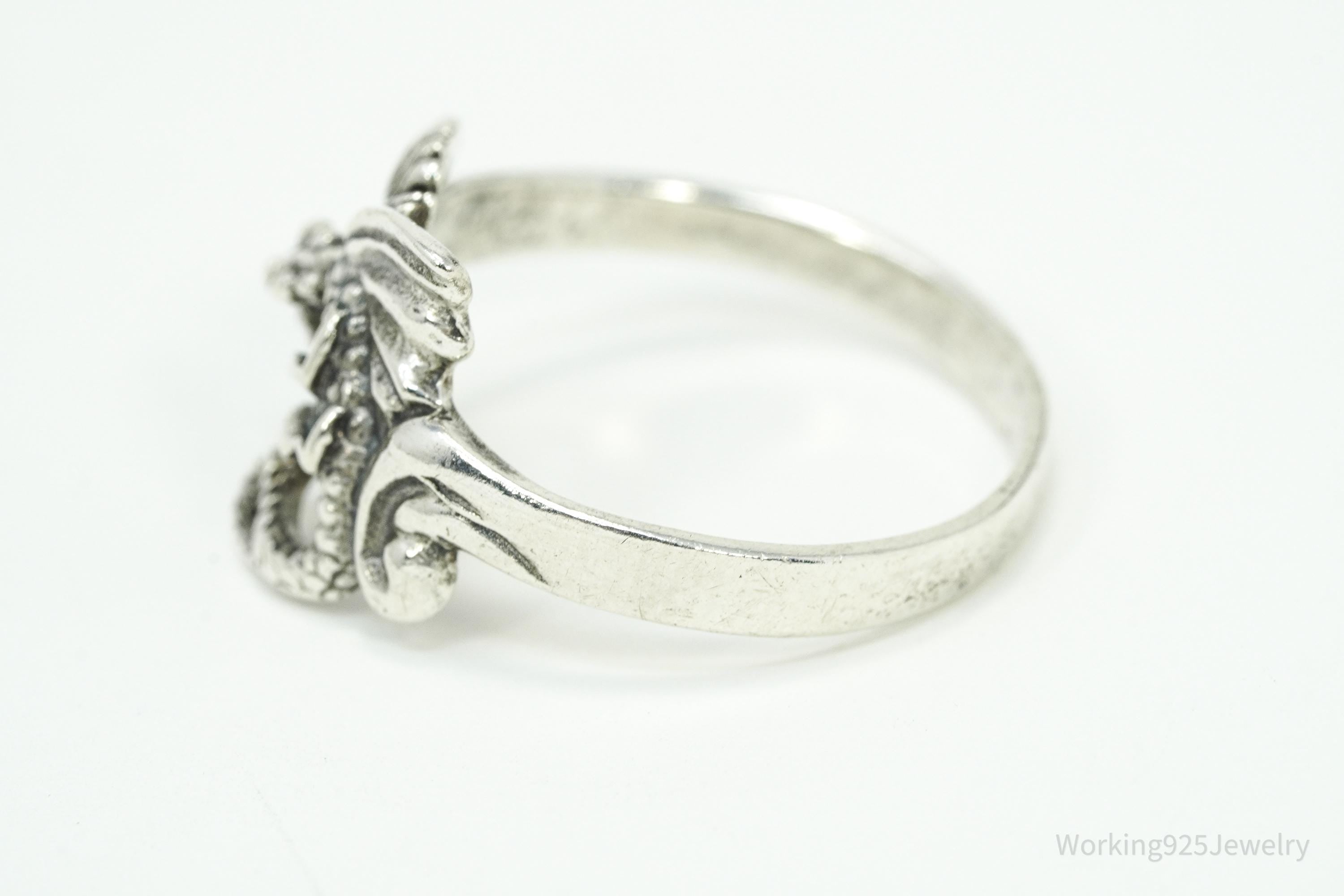 Vintage Dragon Sterling Silver Ring - Size 7