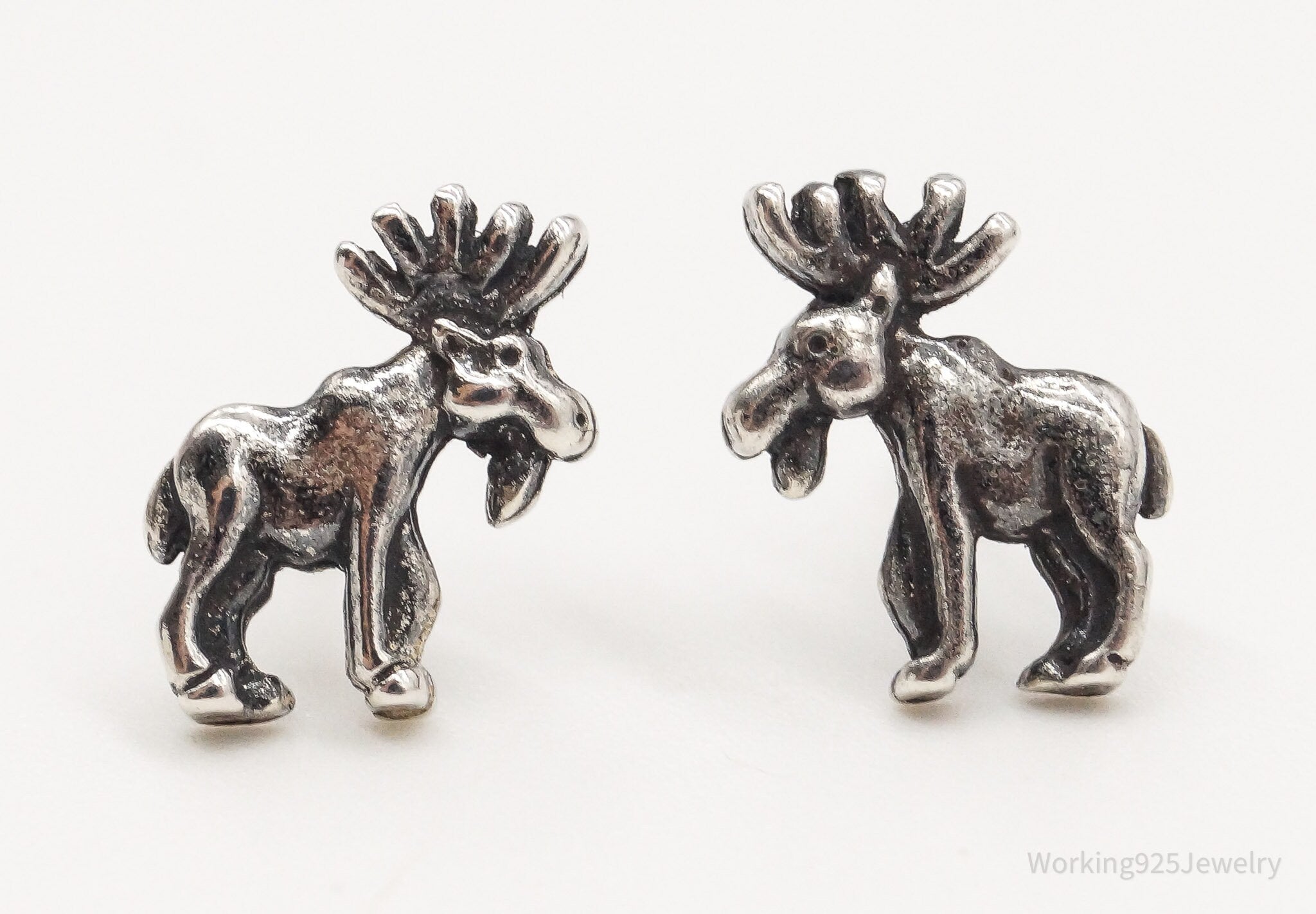 Vintage Moose Silver Stud Earrings