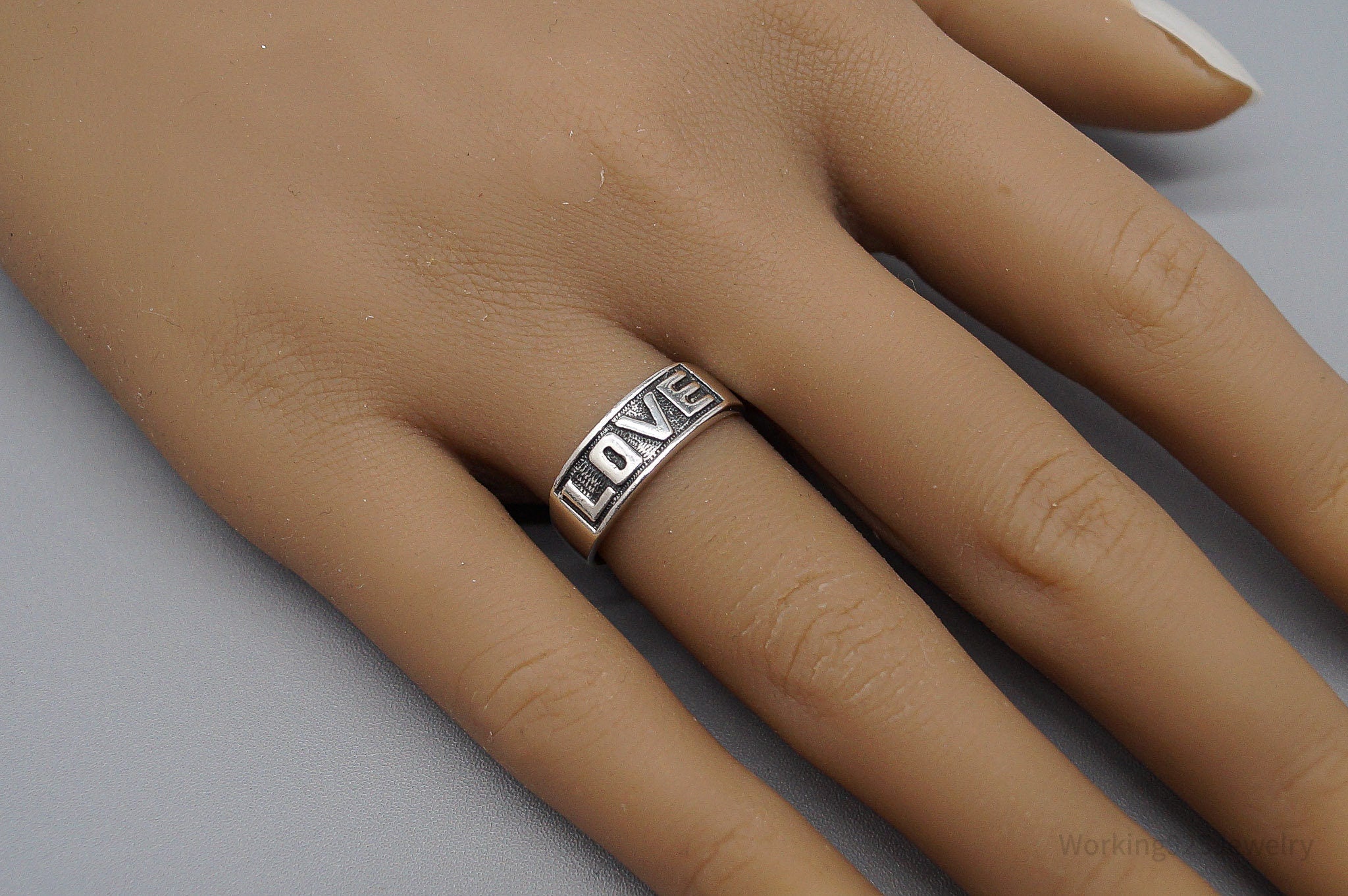 Vintage "Love" Sterling Silver Band Ring - Size 6.75