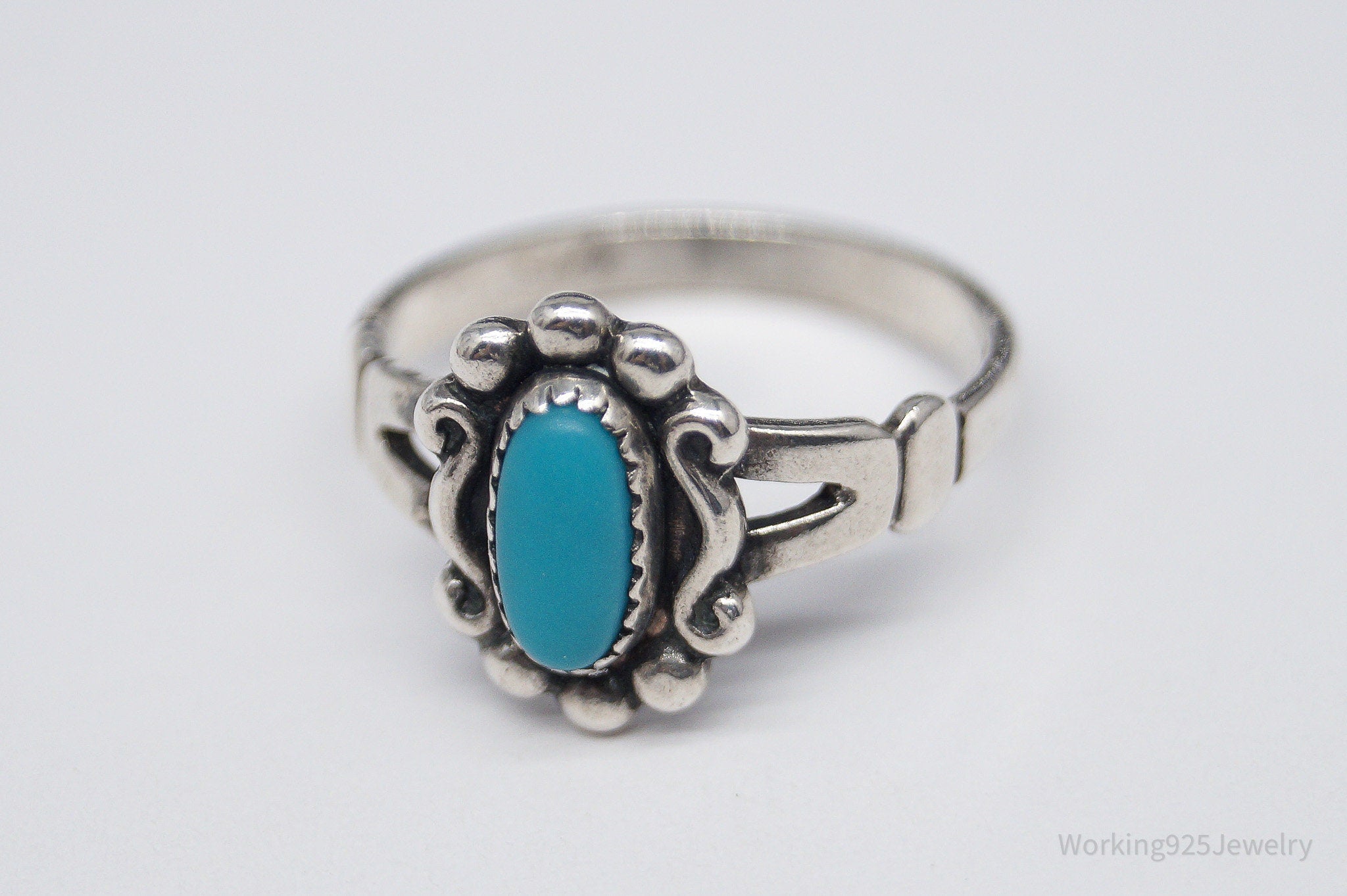 Vintage Native Bell Trading Post Turquoise Sterling Silver Ring - Size 5
