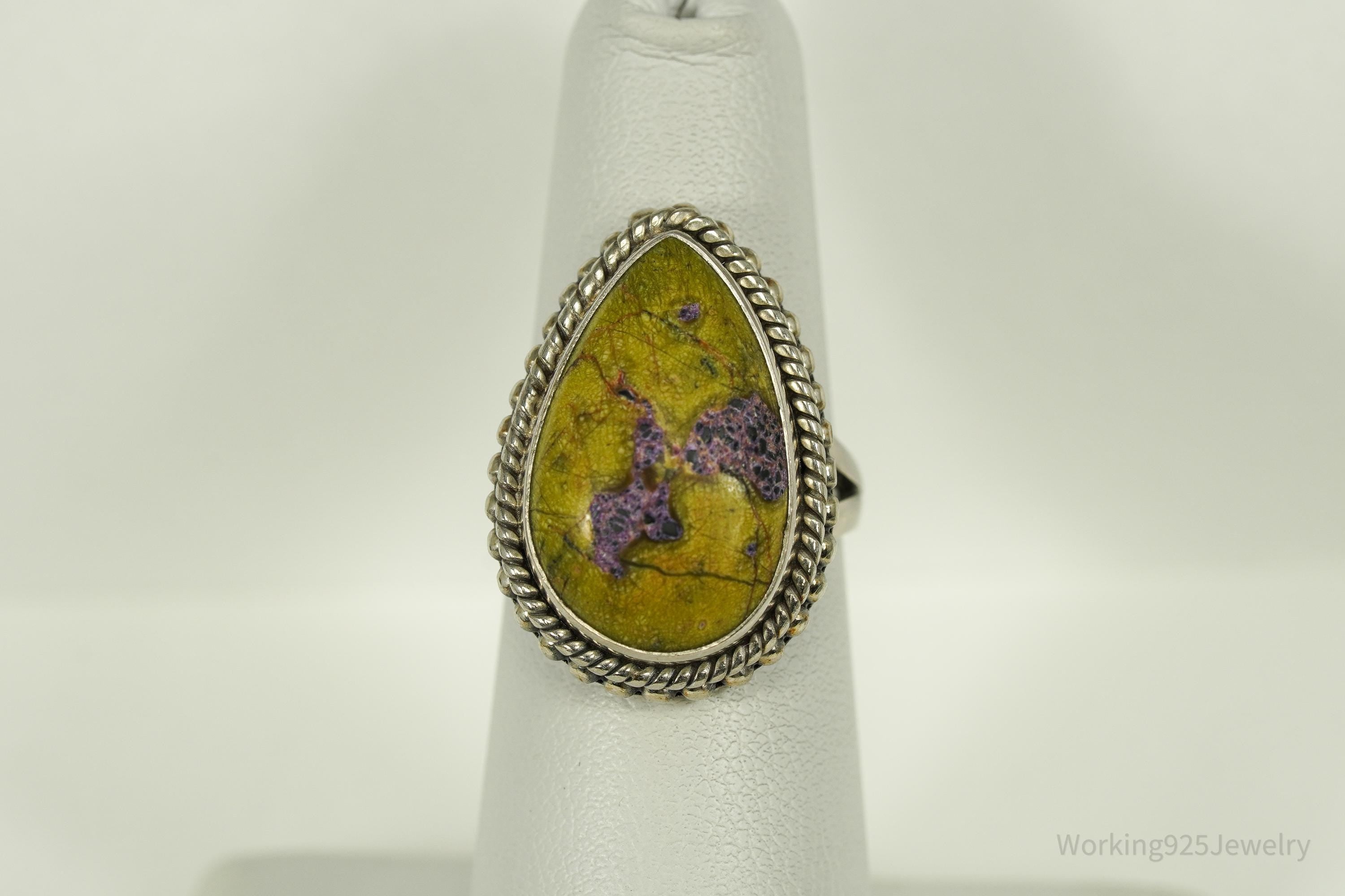 Vintage Large Atlantisite Sterling Silver Ring - Size 6