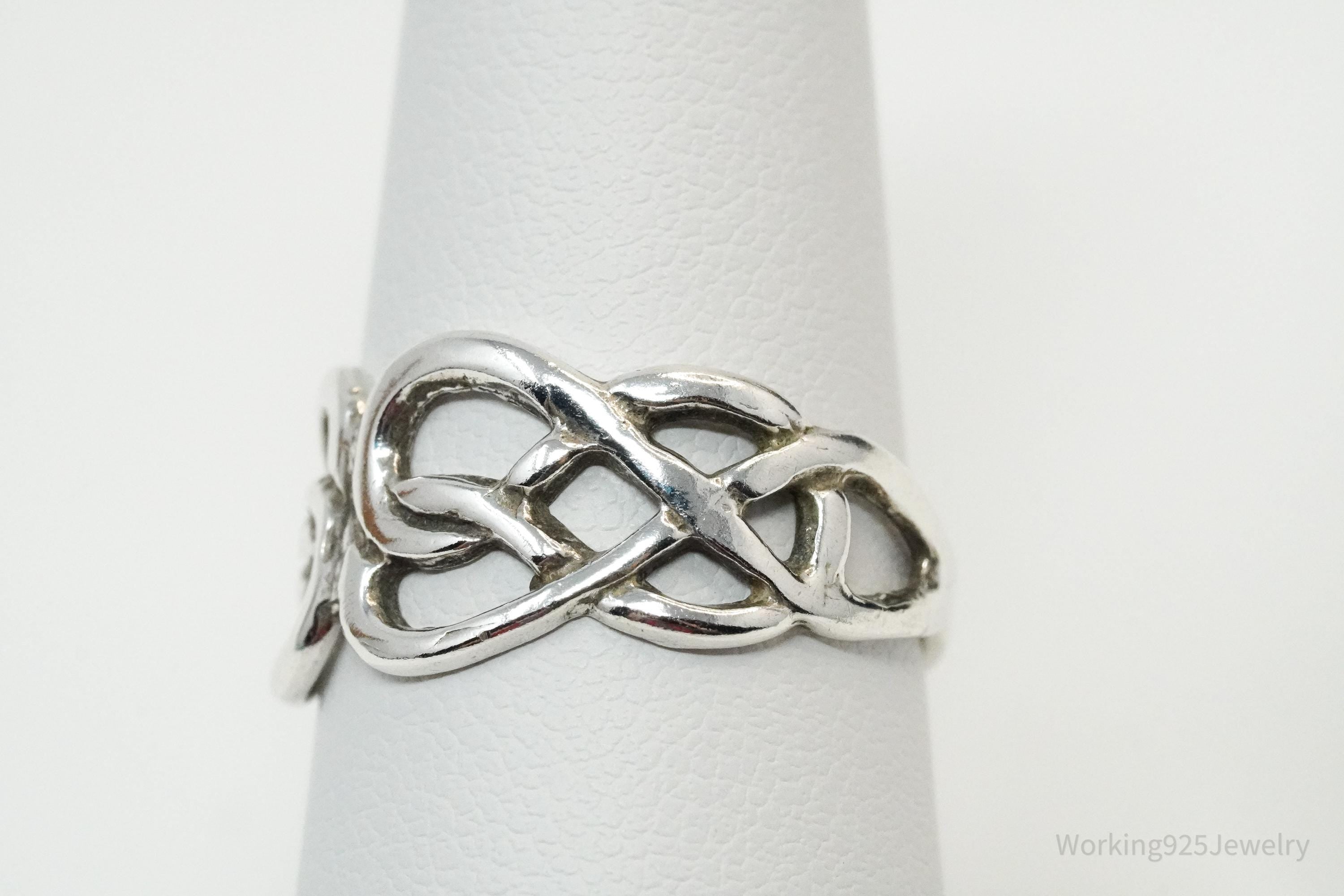 Vintage Celtic Knots Sterling Silver Ring - Size 7