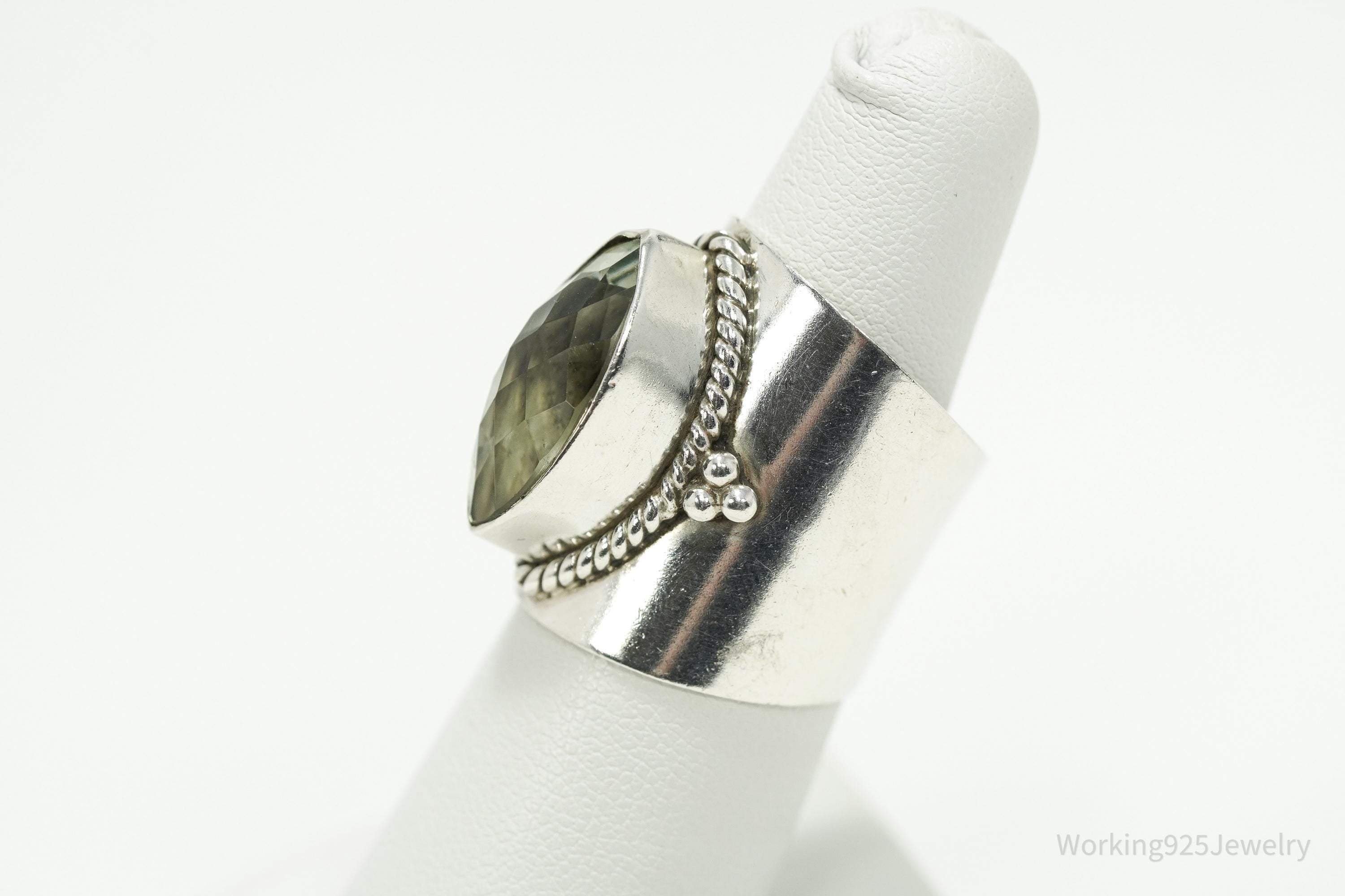 Vintage Prasiolite Sterling Silver Ring - Size 7.25