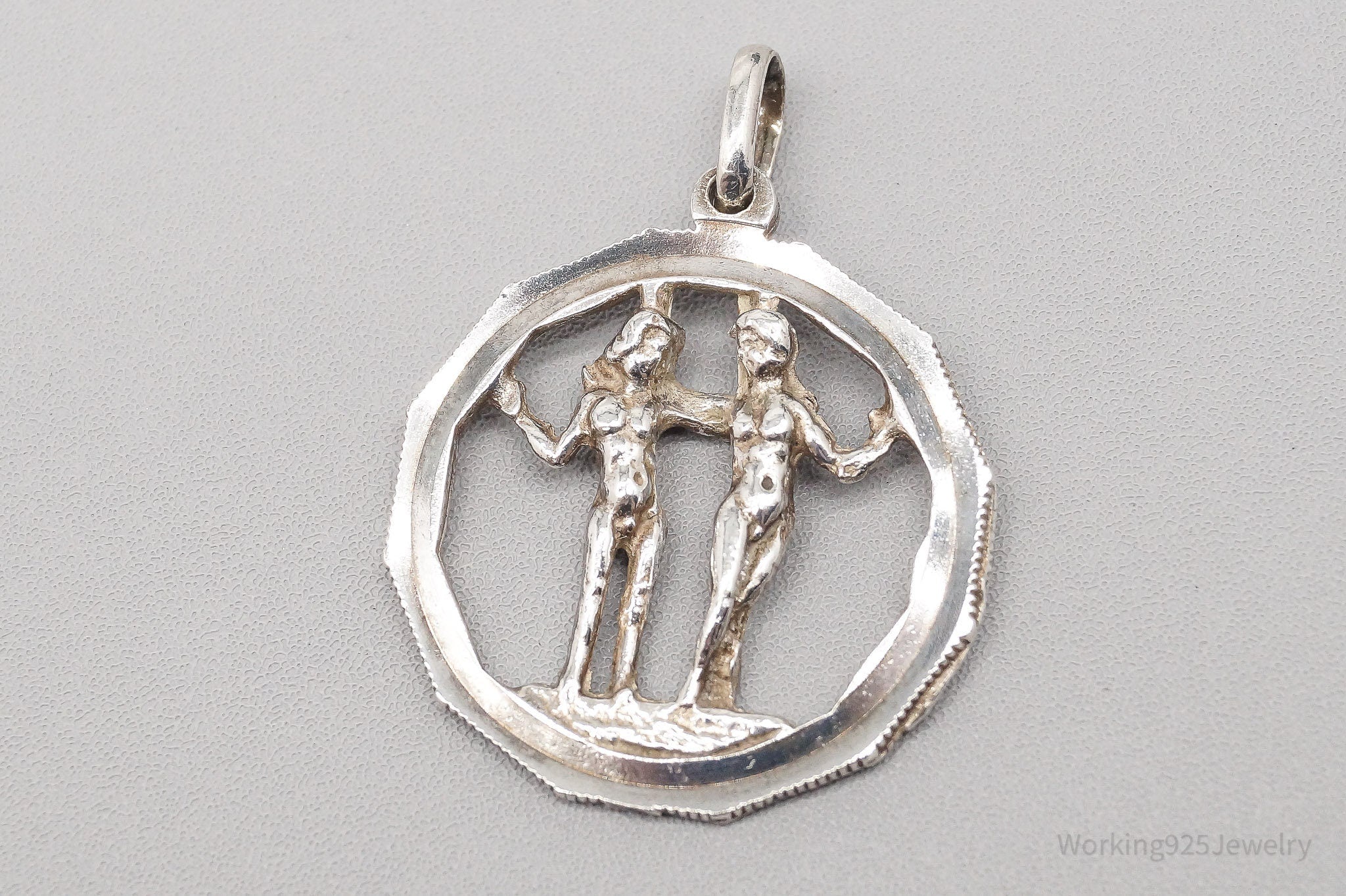 Vintage Gemini Sign Cut Out Silver Pendant