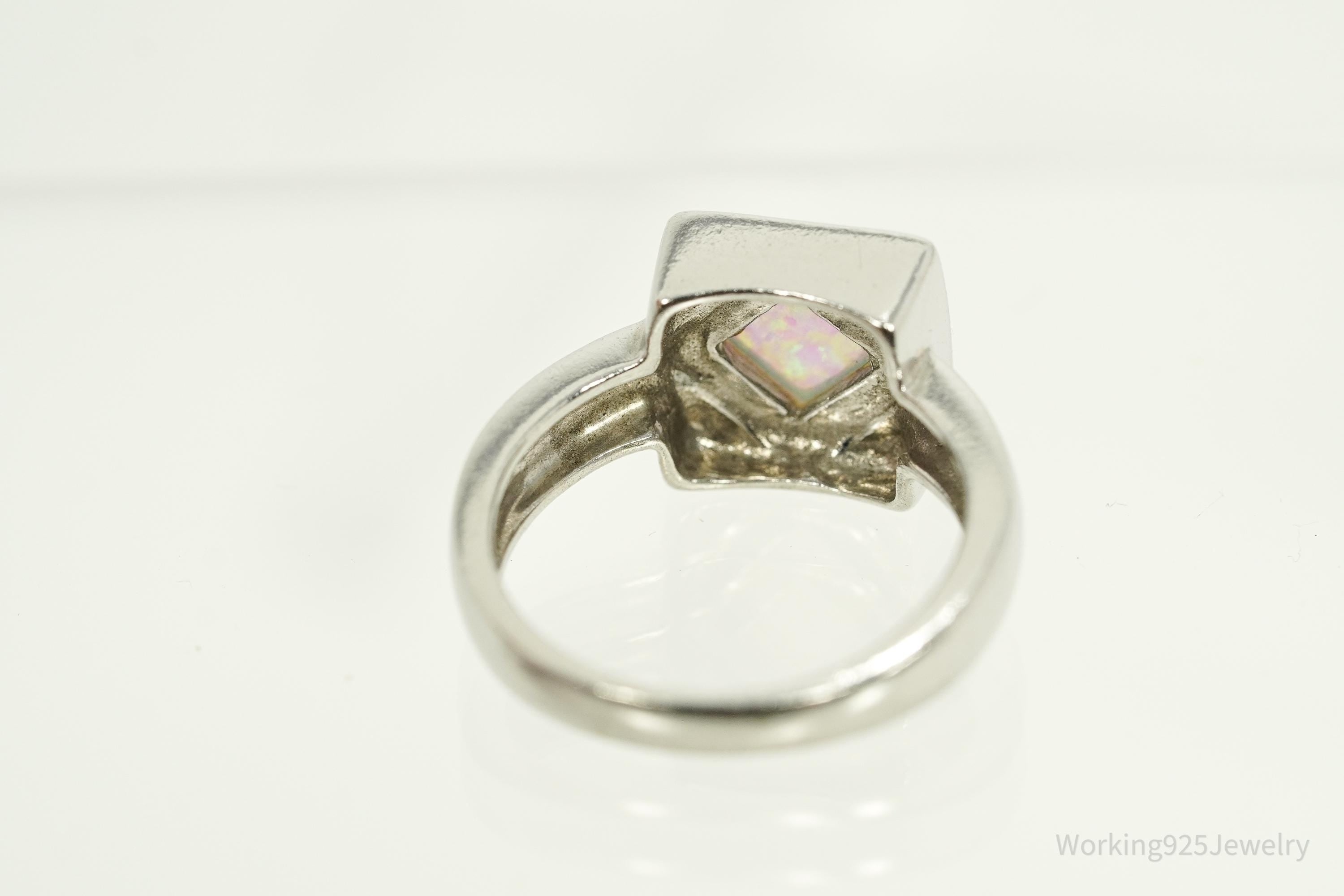 Vintage Opal Inlay Sterling Silver Ring - Size 6