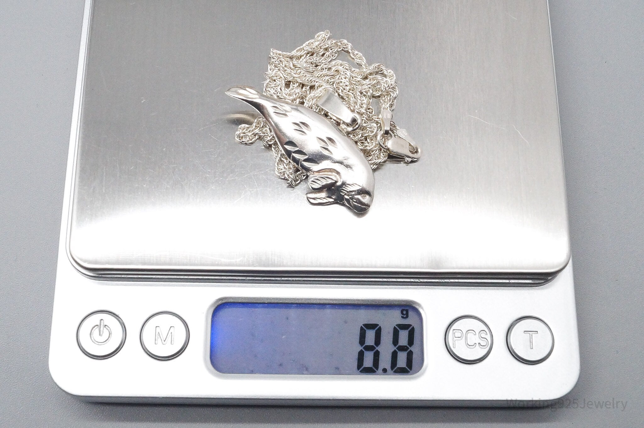 Vintage Manatee Sterling Silver Necklace 30"