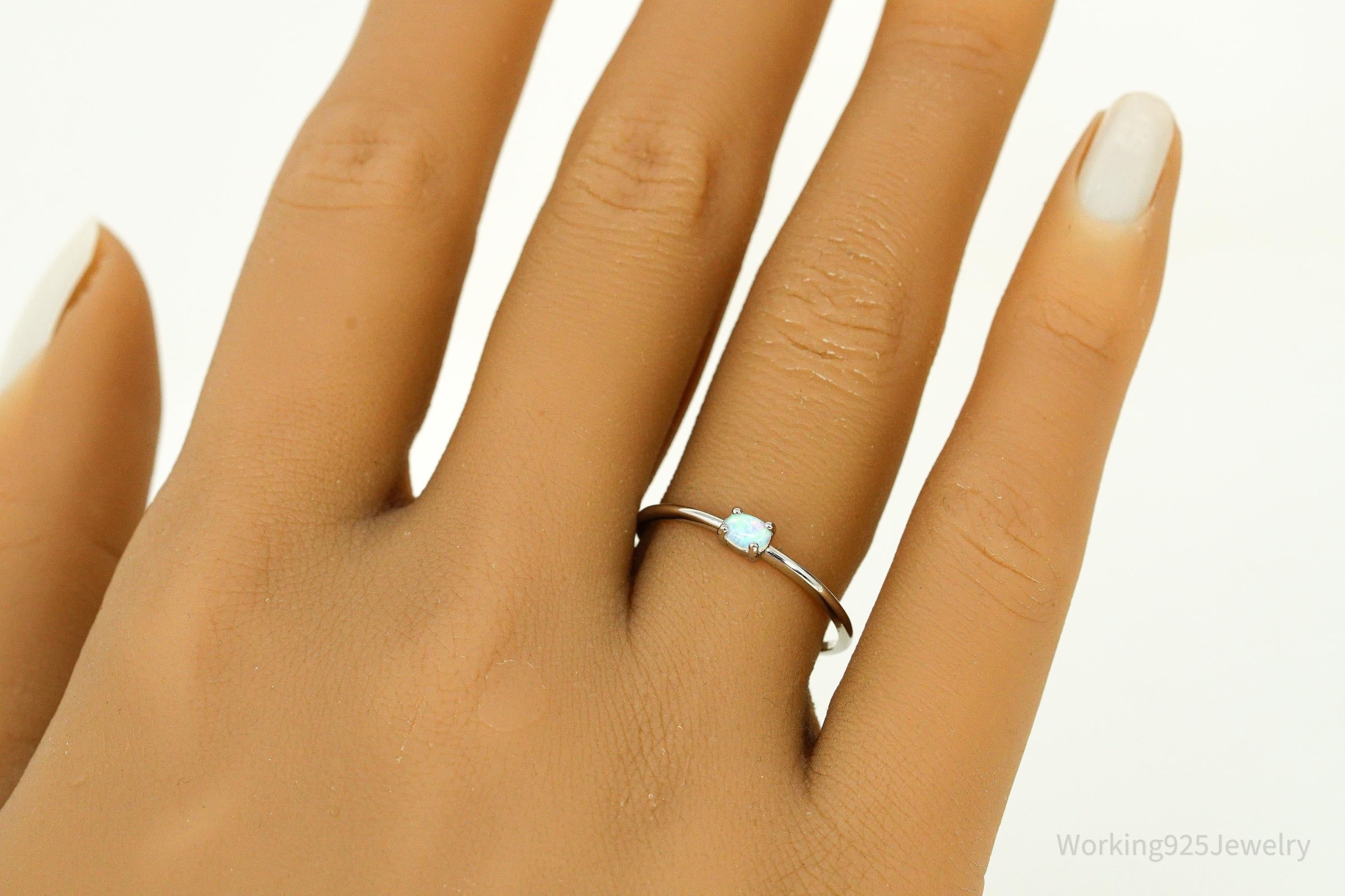 Vintage Opal Sterling Silver Ring - Size 8.25